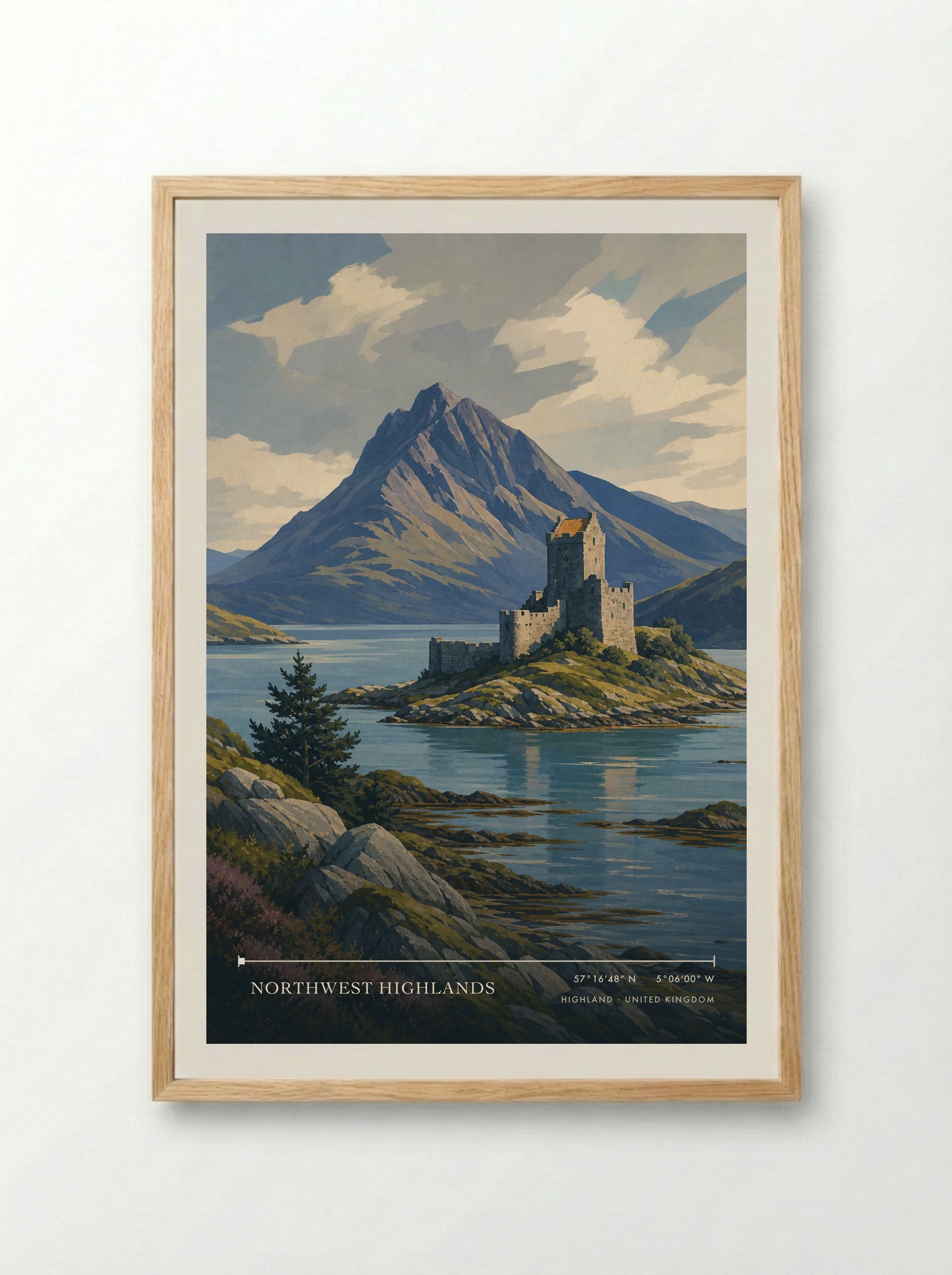 Northwest Highlands United Kingdom Travel Poster - Framed Print Wood