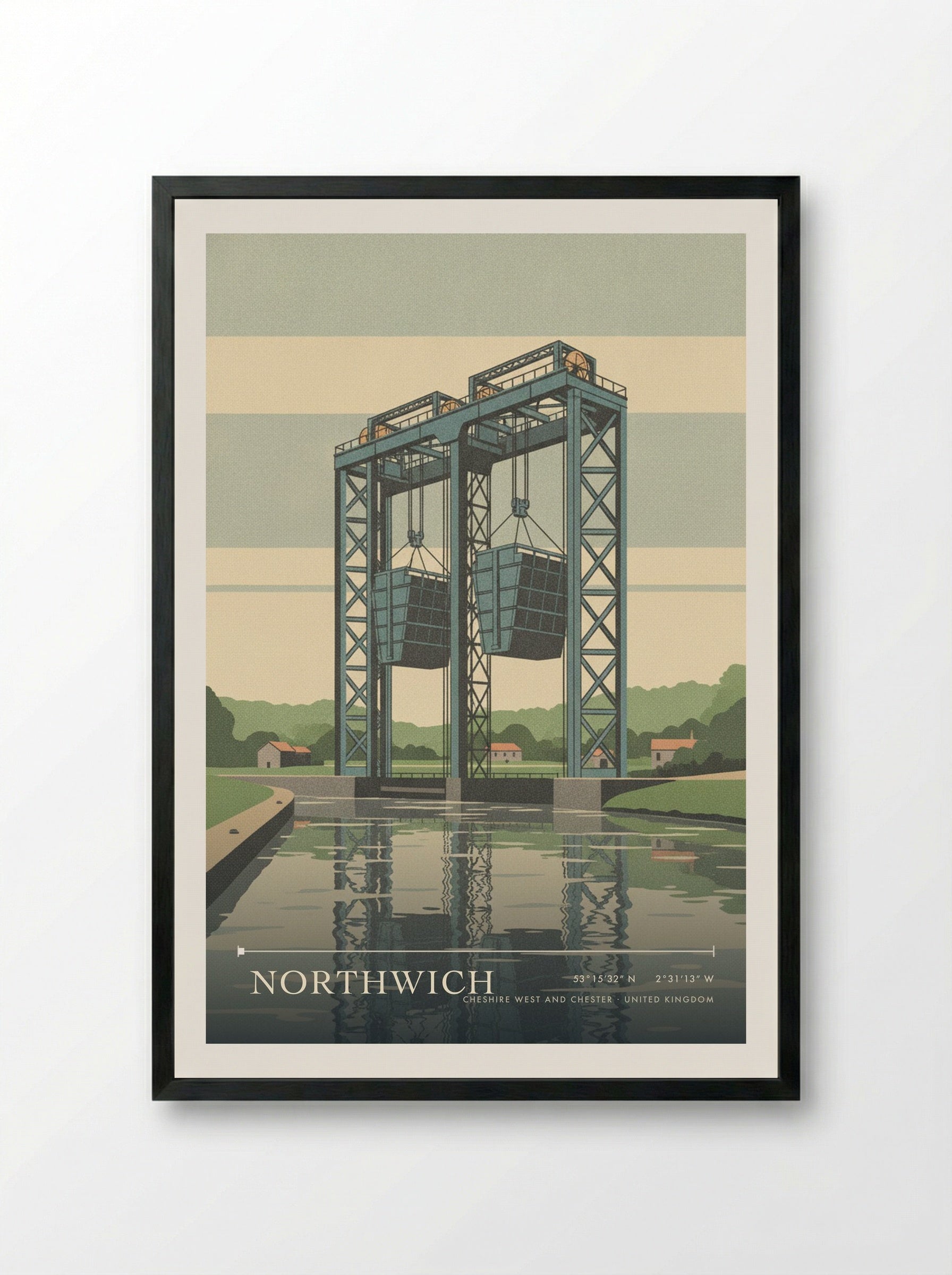 Northwich Cheshire West and Chester United Kingdom Travel Poster - Framed Print Black