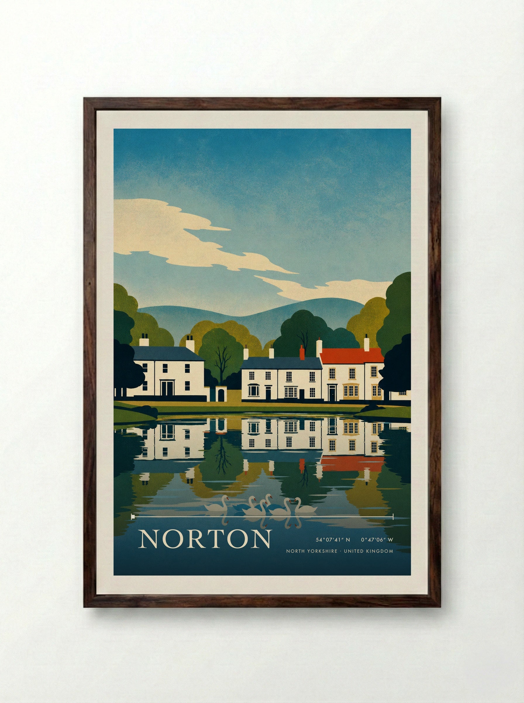 Norton North Yorkshire United Kingdom Travel Poster - Framed Print Dark Wood