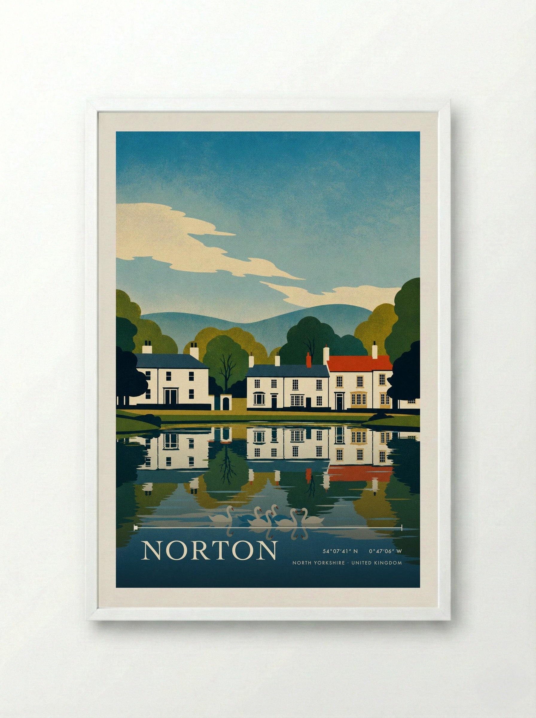 Norton North Yorkshire United Kingdom Travel Poster - Framed Print White