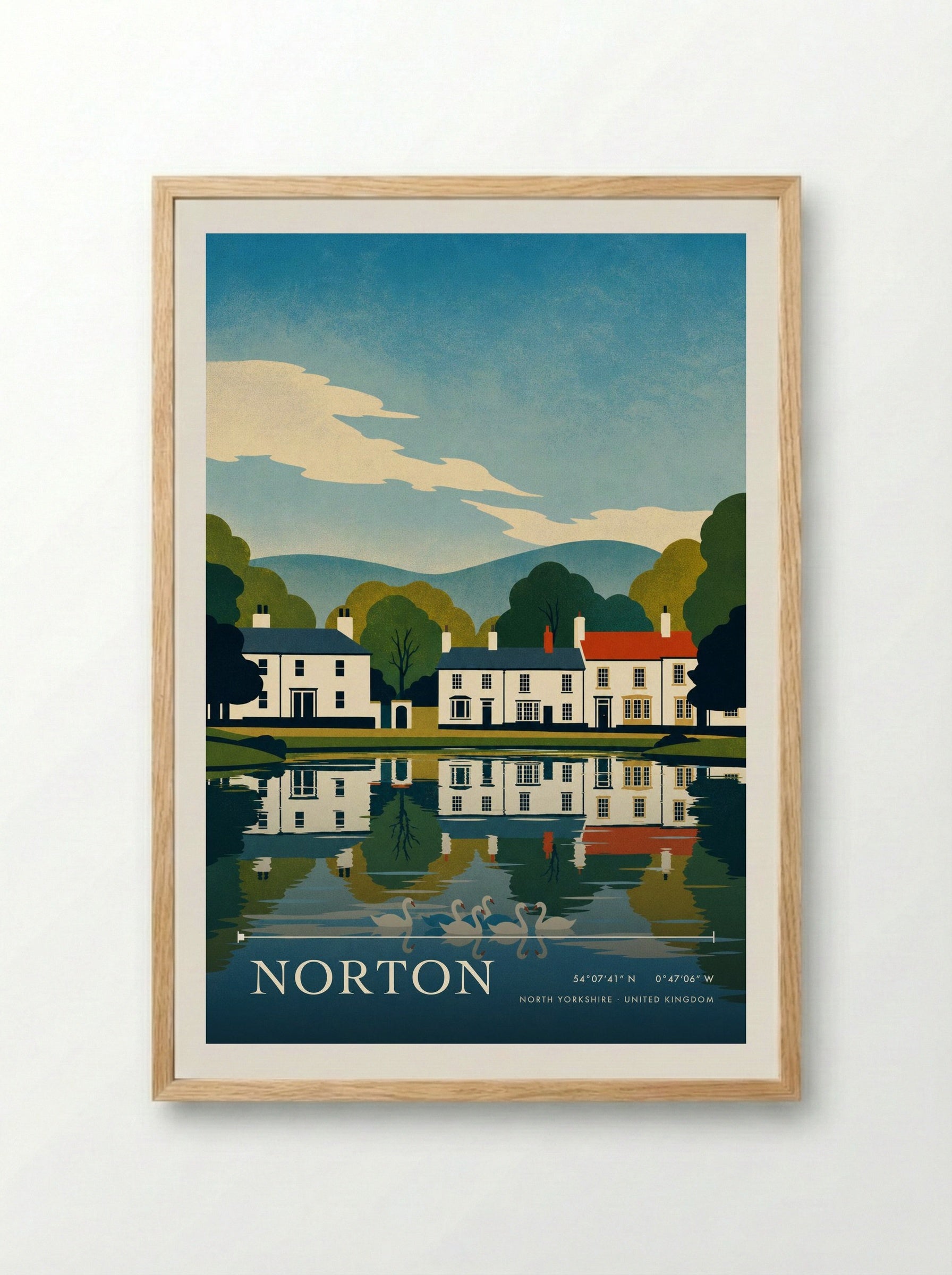 Norton North Yorkshire United Kingdom Travel Poster - Framed Print Wood