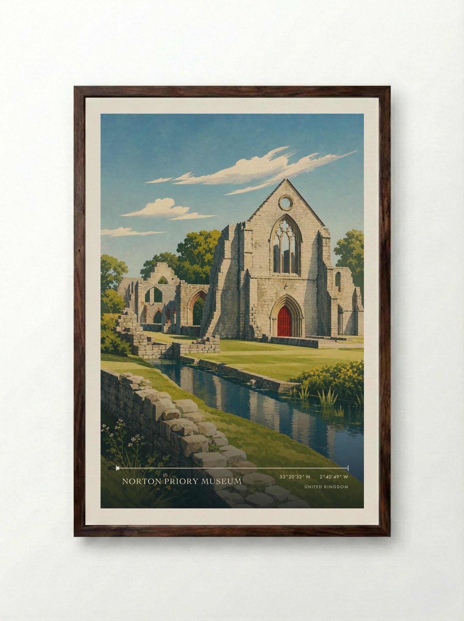 Norton Priory Museum United Kingdom Travel Poster - Framed Print Dark Wood