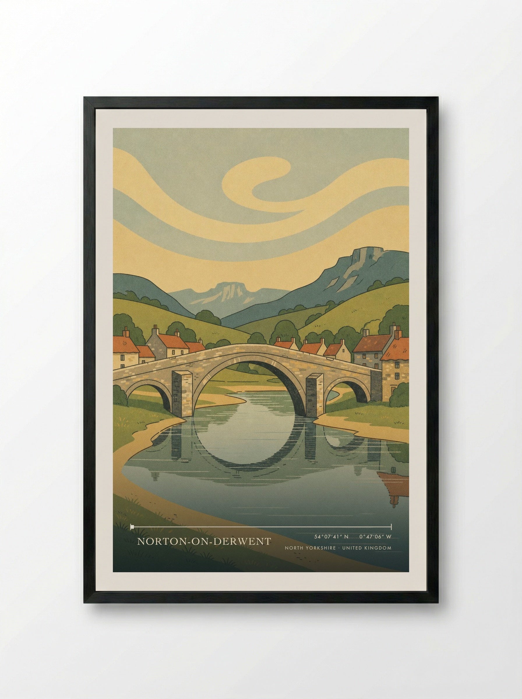 Norton-on-Derwent North Yorkshire United Kingdom Travel Poster - Framed Print Black