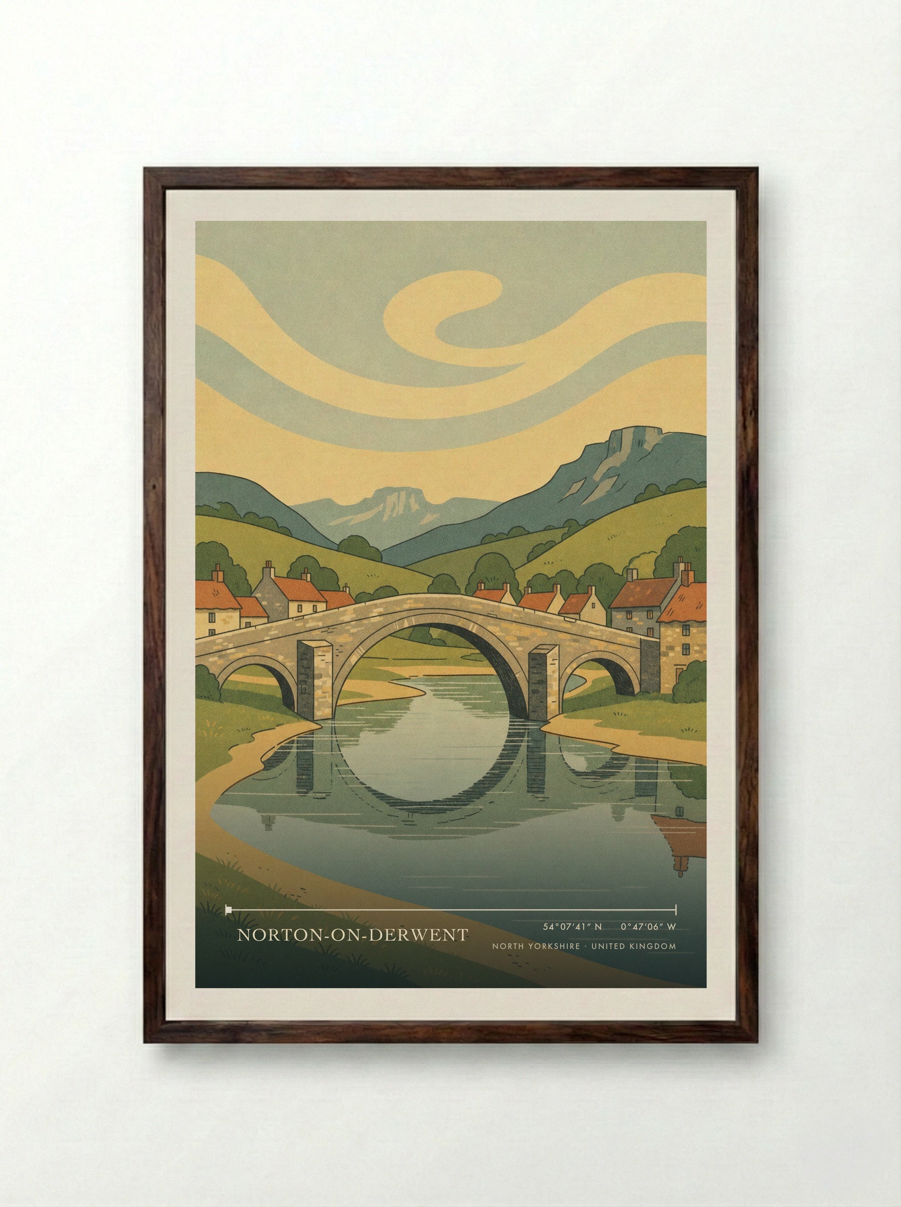 Norton-on-Derwent North Yorkshire United Kingdom Travel Poster - Framed Print Dark Wood