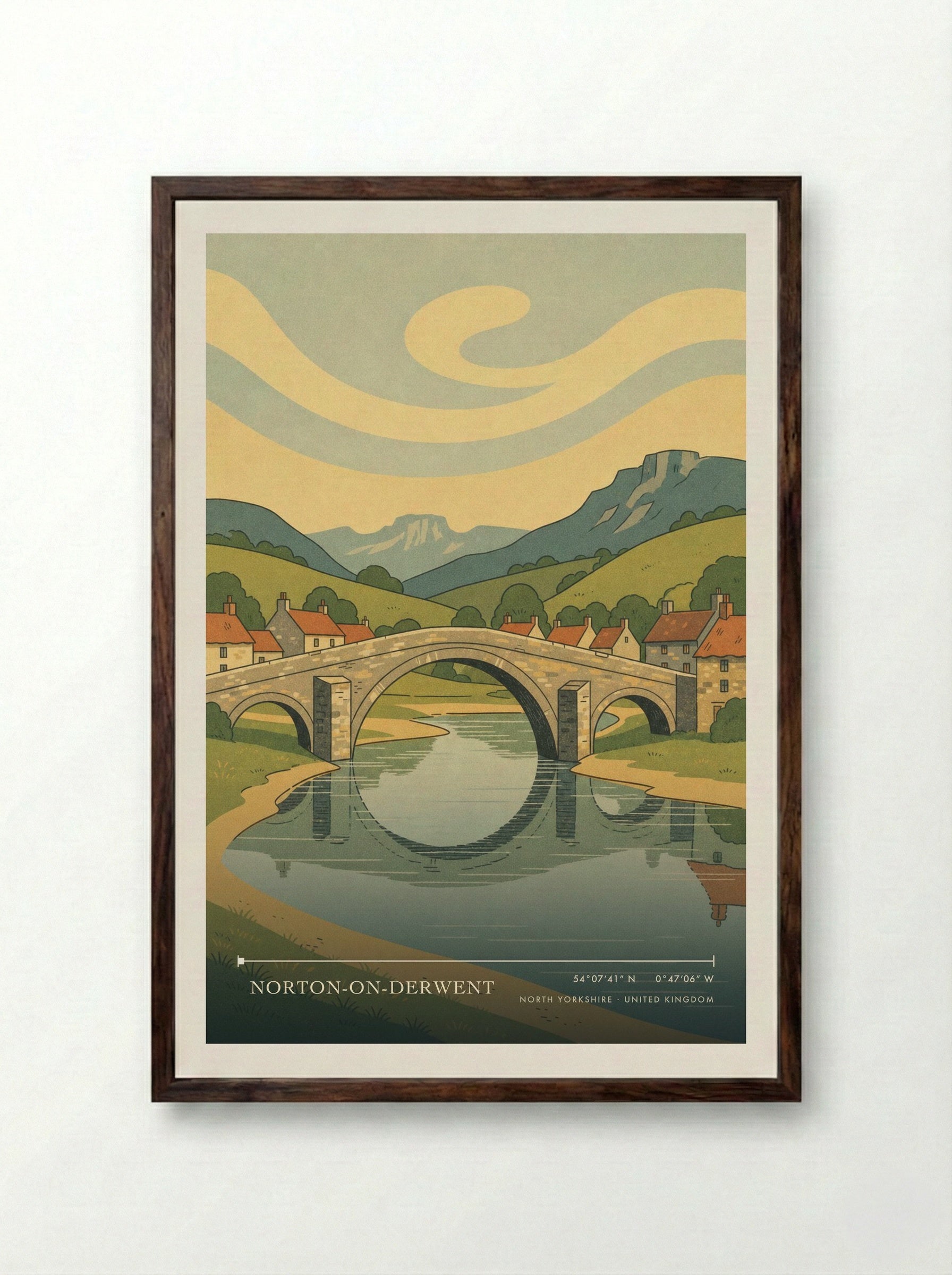 Norton-on-Derwent North Yorkshire United Kingdom Travel Poster - Framed Print Dark Wood
