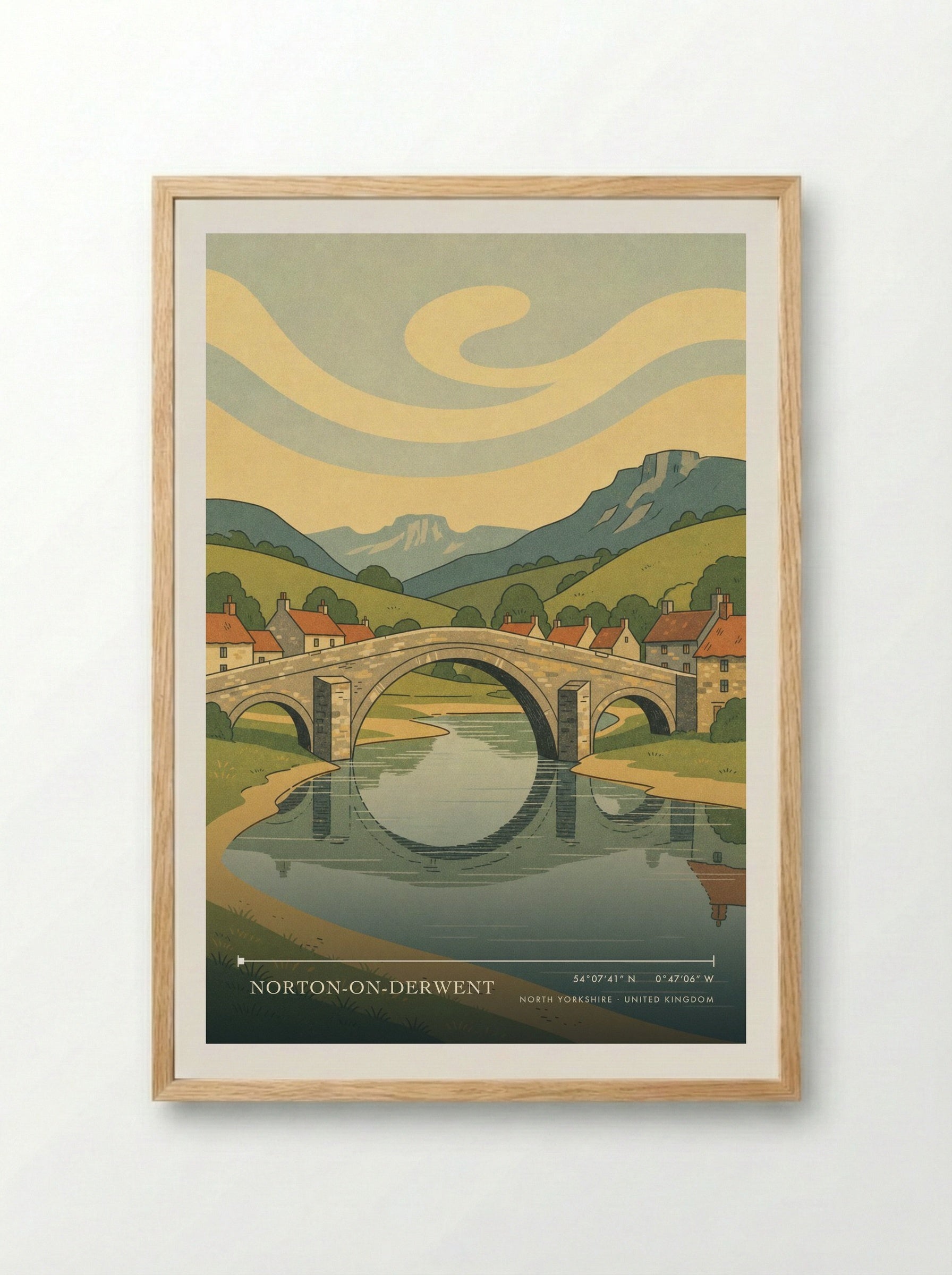 Norton-on-Derwent North Yorkshire United Kingdom Travel Poster - Framed Print Wood