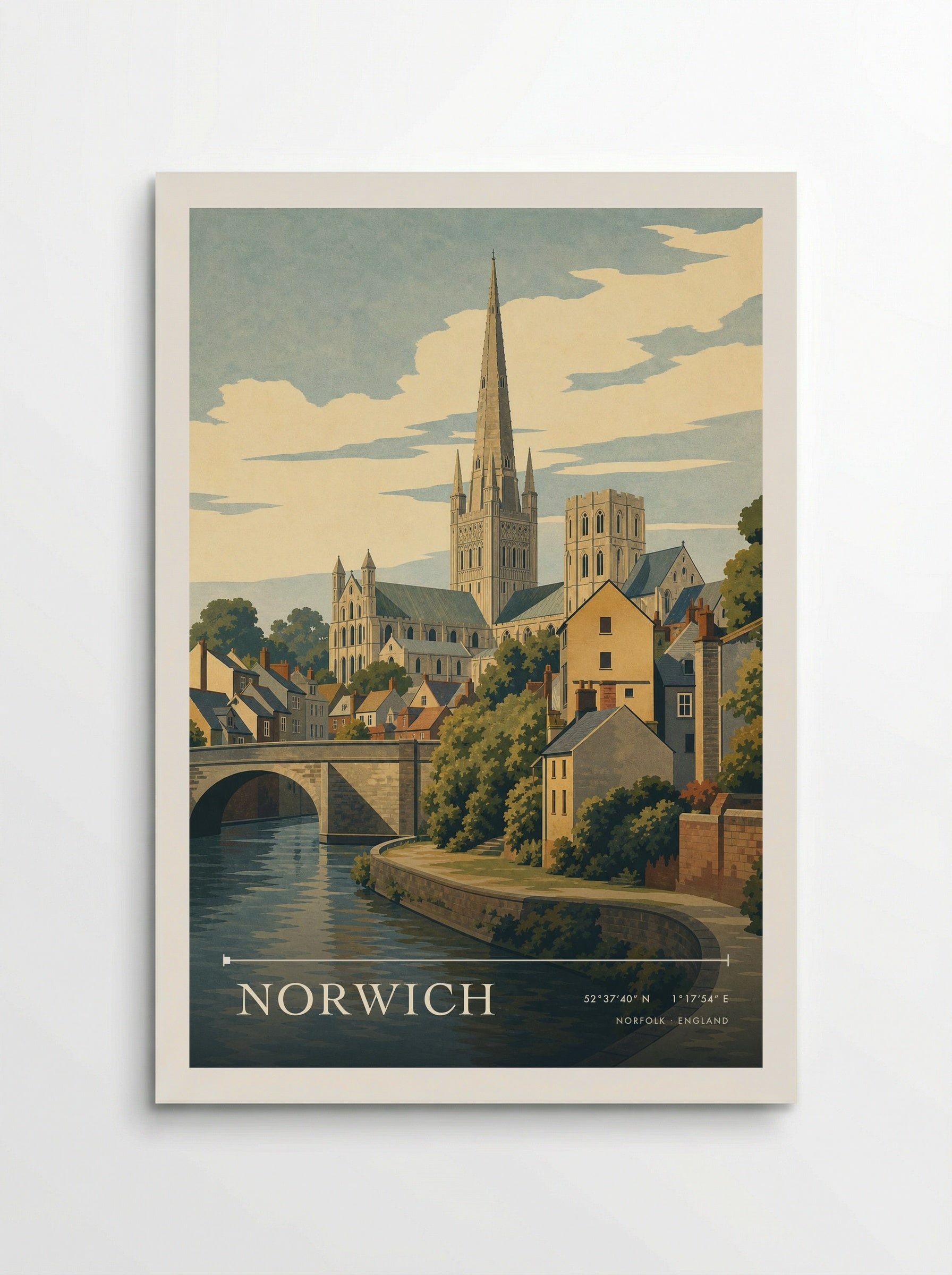 Norwich Norfolk England Travel Poster - Poster