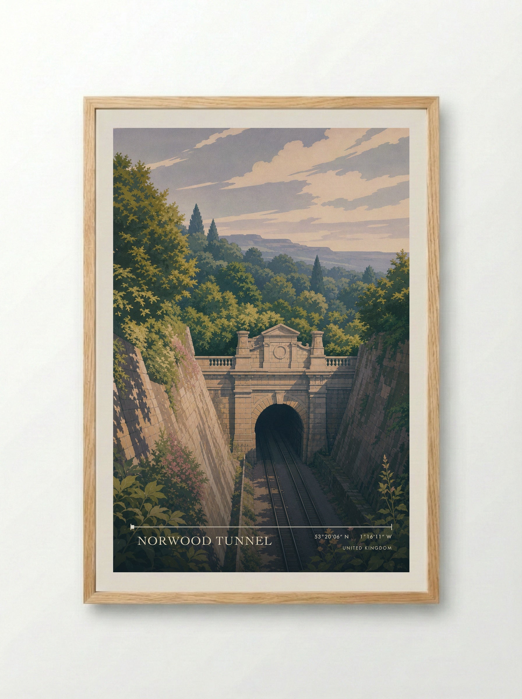 Norwood Tunnel United Kingdom Travel Poster - Framed Print Wood