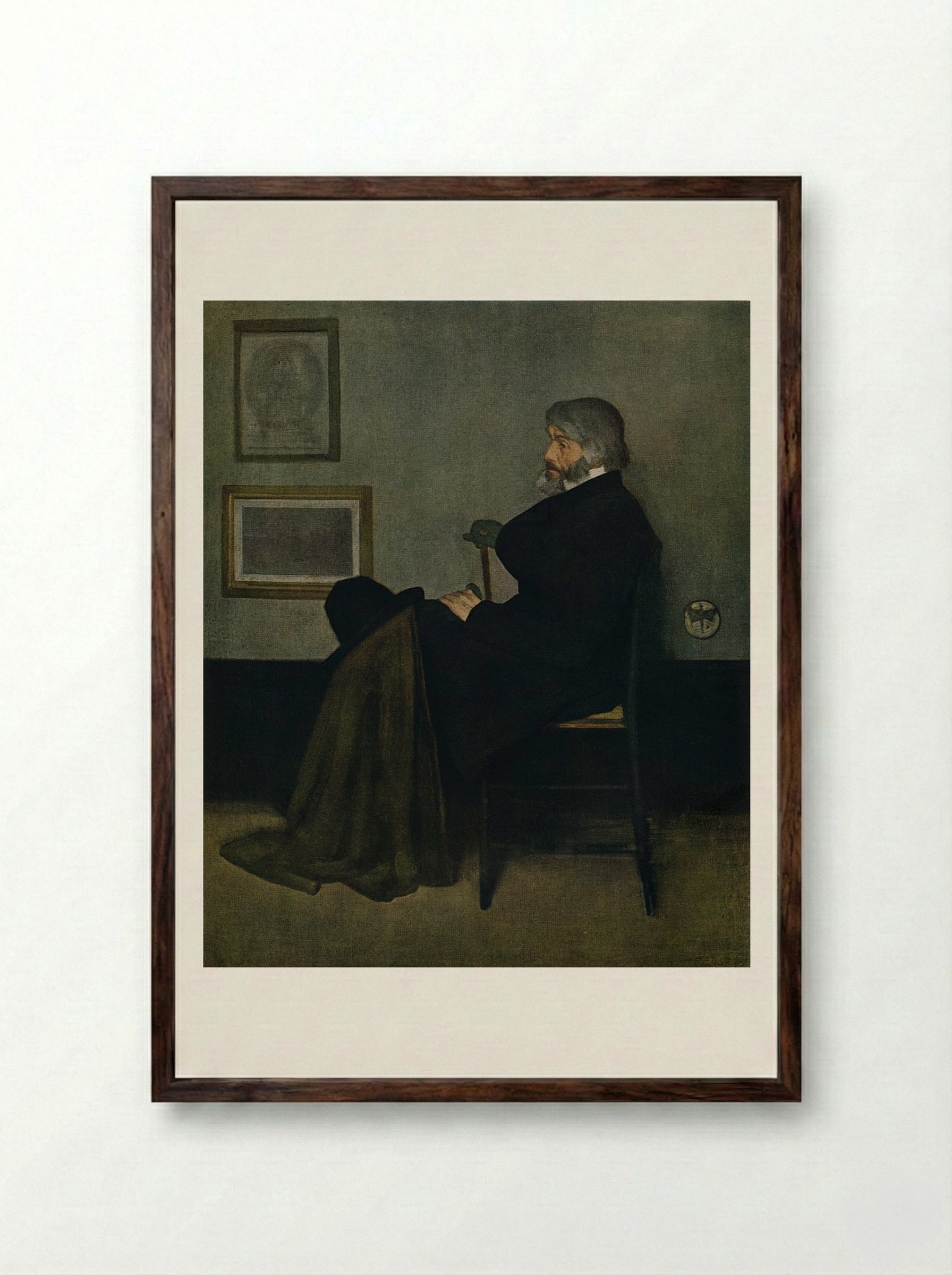 Note in Black and Grey - James Abbott McNeill Whistler - Framed Print Dark Wood