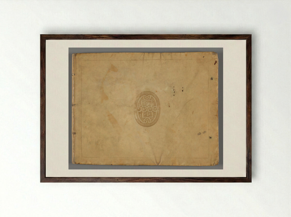 Notebook with Calligraphy and Allegorical Drawings - Paulus de Kempenaer - Framed Print Dark Wood