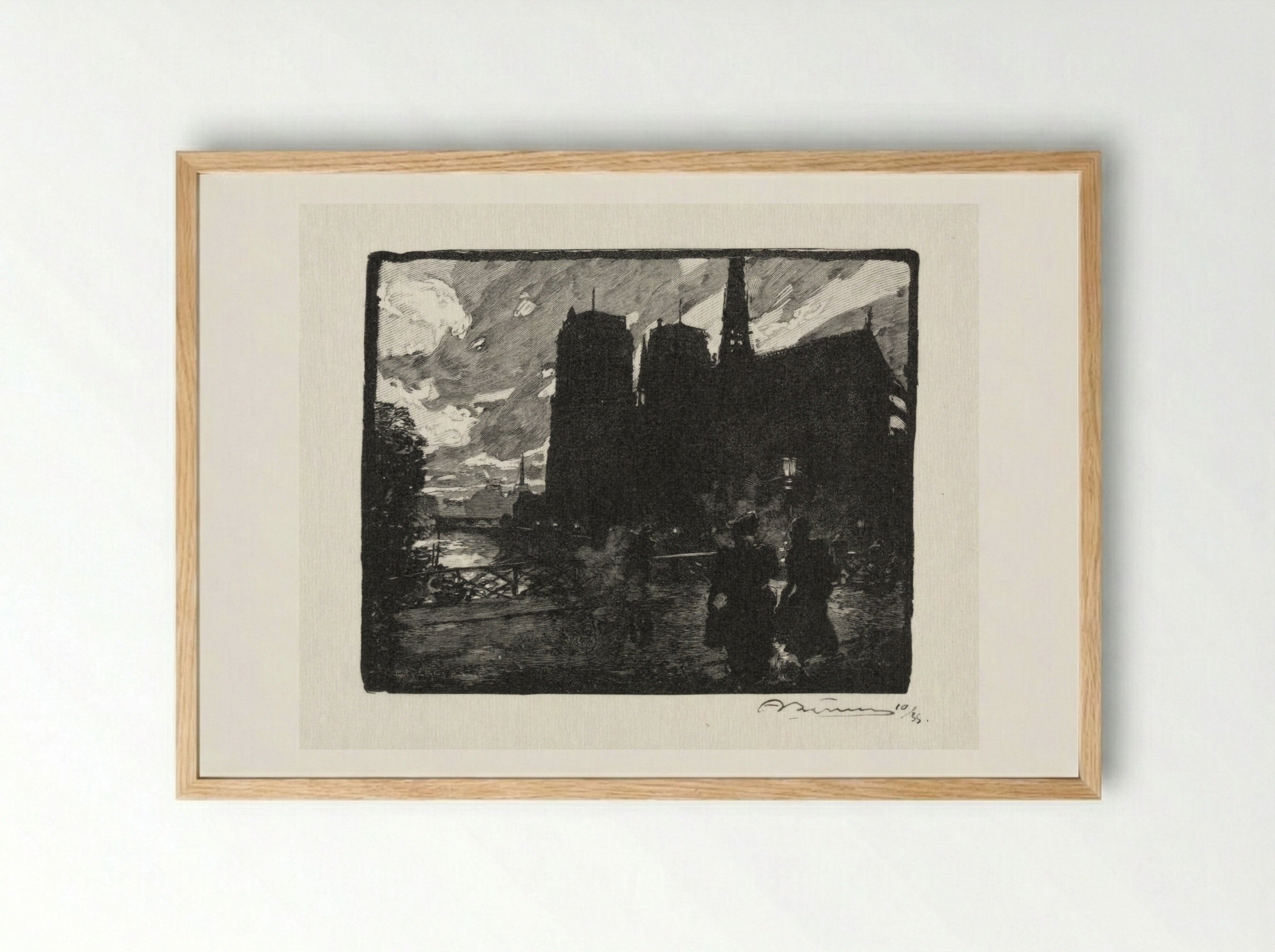 Notre Dame, le Soir - Auguste Louis Lepère - Framed Print Wood