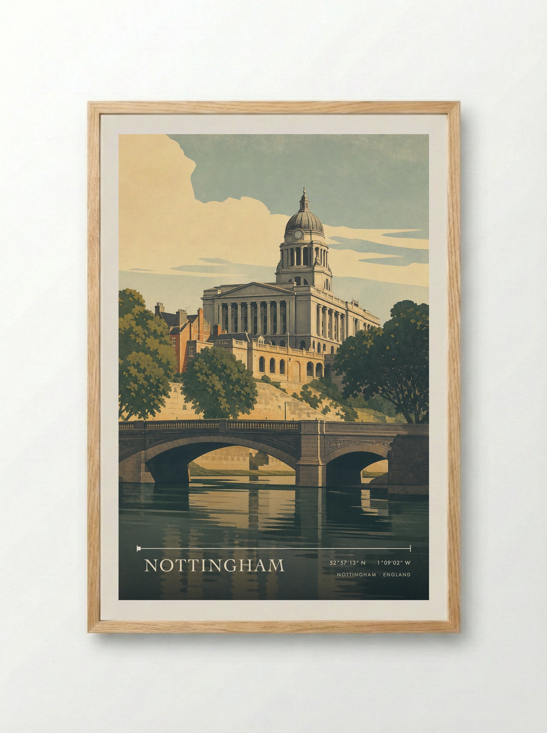 Nottingham England Travel Poster - Framed Print Wood