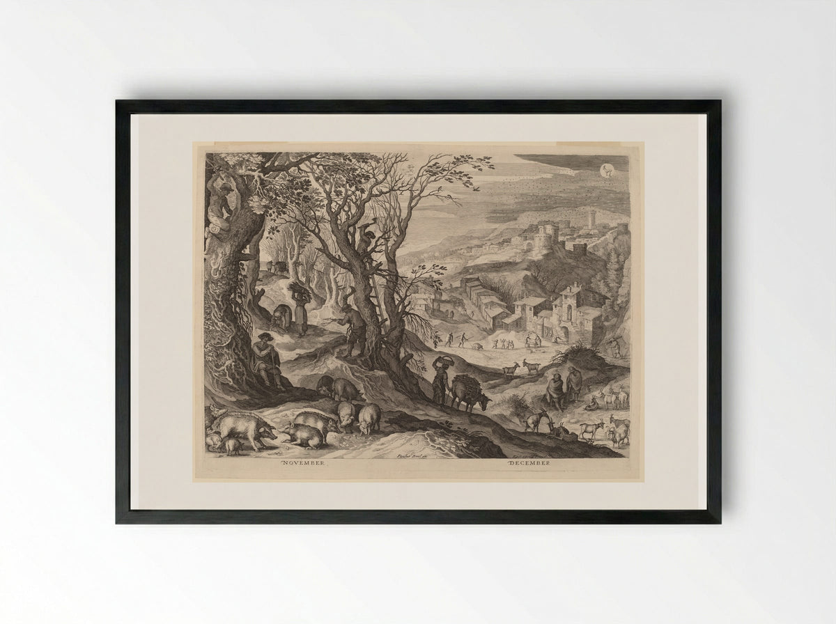 November and December - Aegidius Sadeler II - Framed Print Black