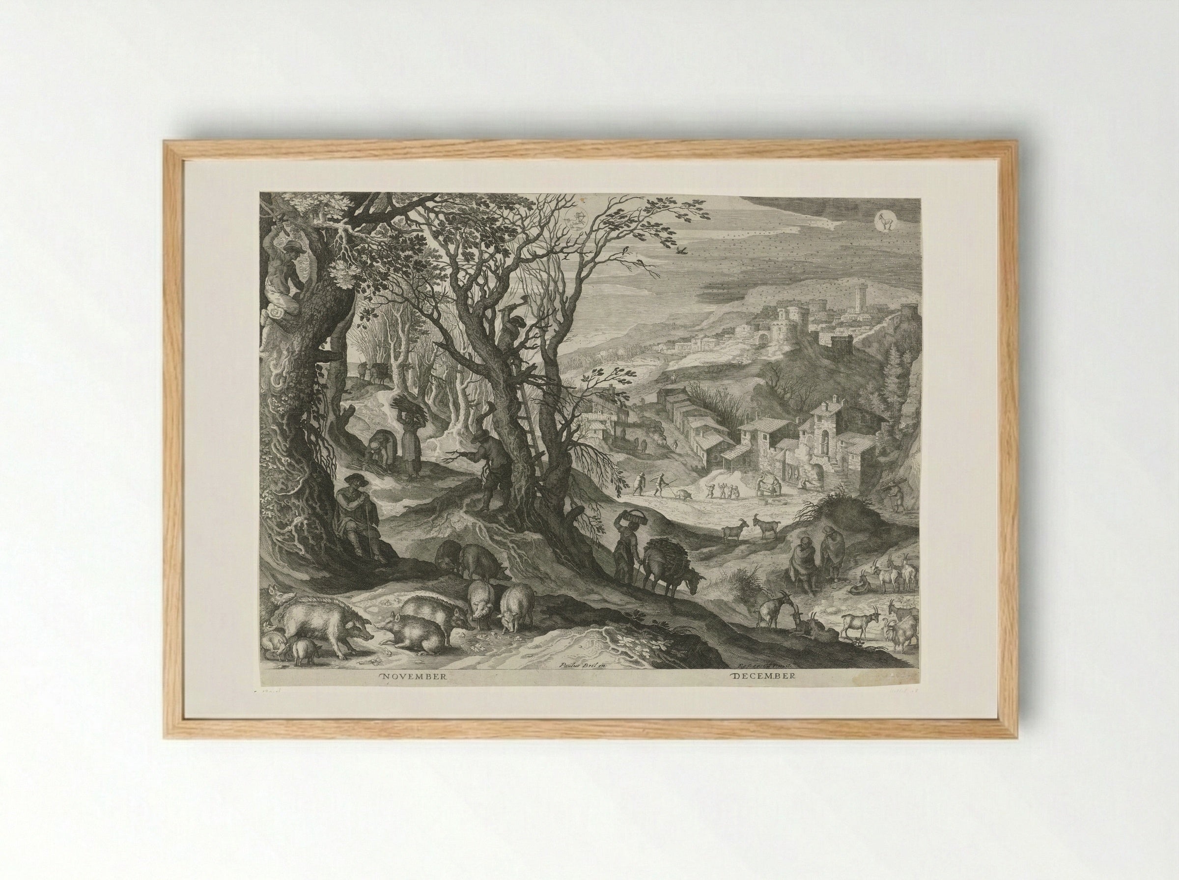 November and December - Aegidius Sadeler (II) - Framed Print Wood