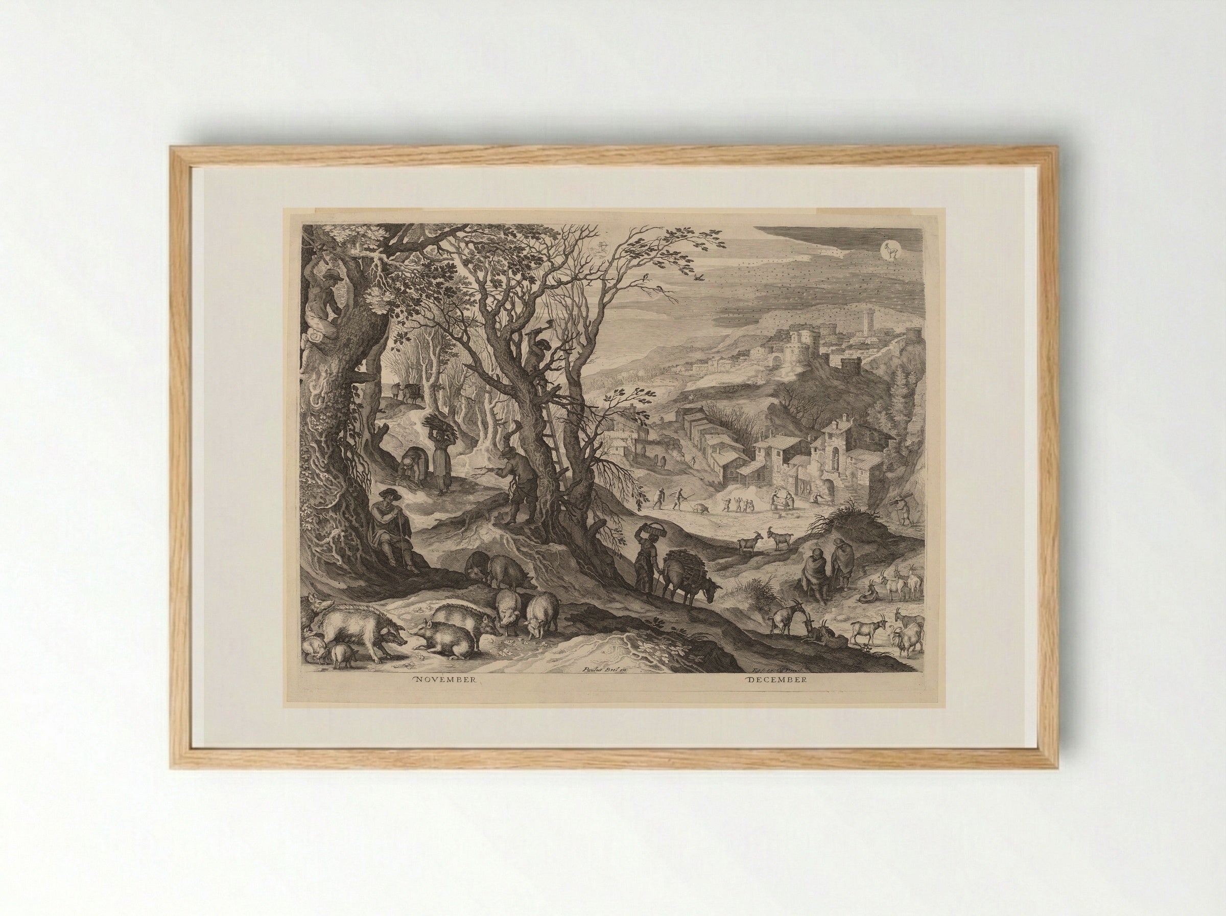 November and December - Aegidius Sadeler II - Framed Print Wood