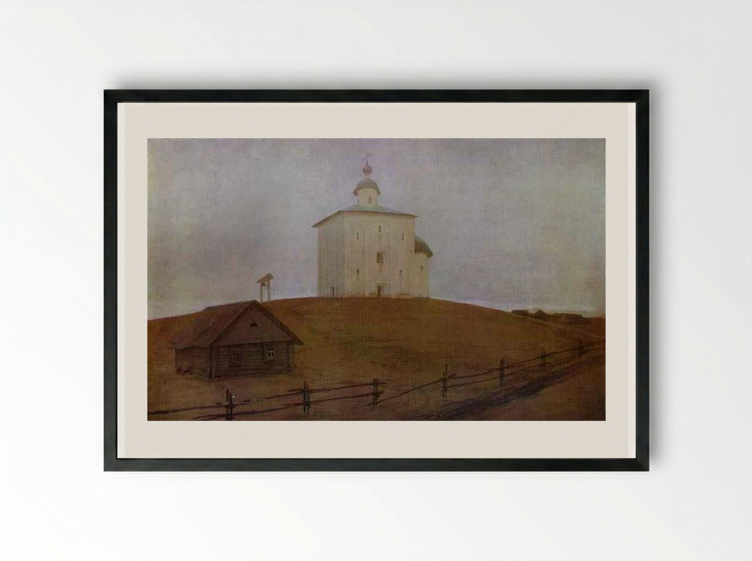 Novgorod Church - Andrei Ryabushkin - Framed Print Black