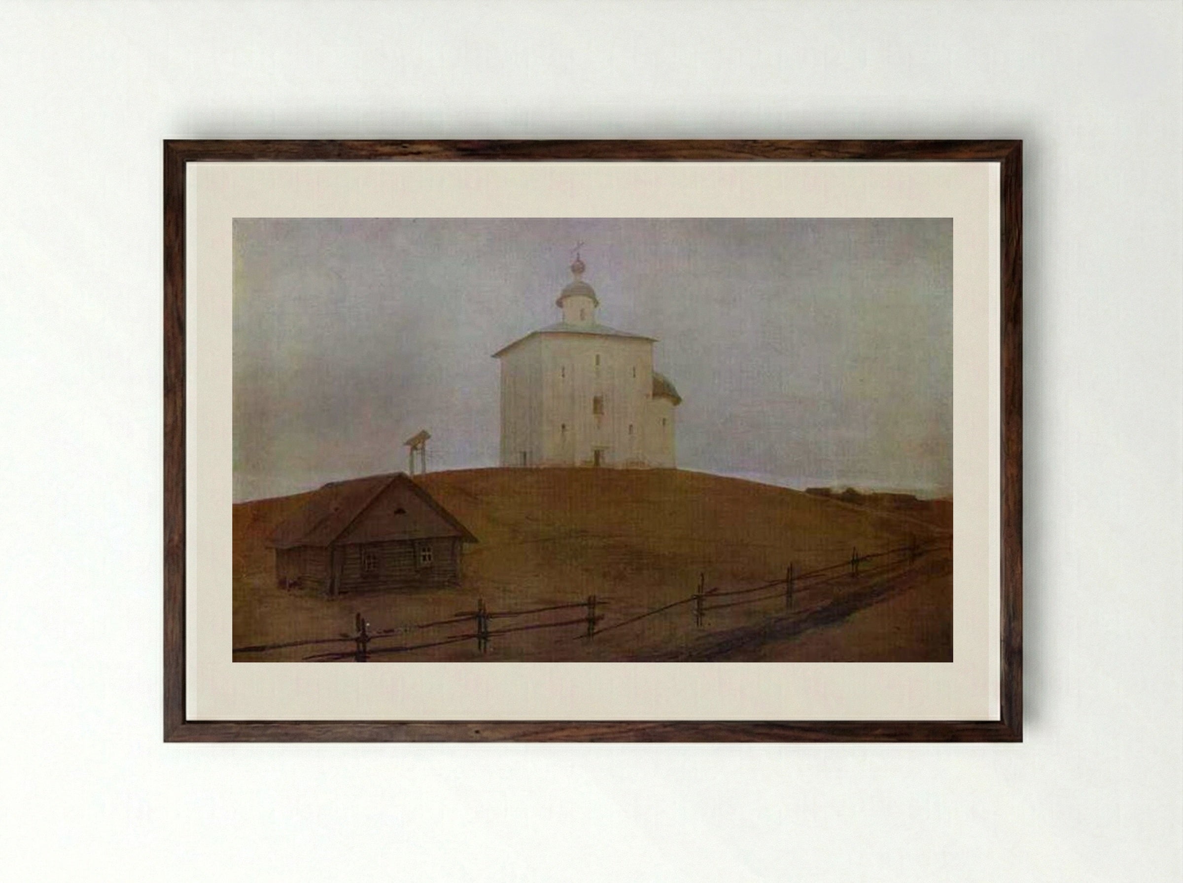 Novgorod Church - Andrei Ryabushkin - Framed Print Dark Wood