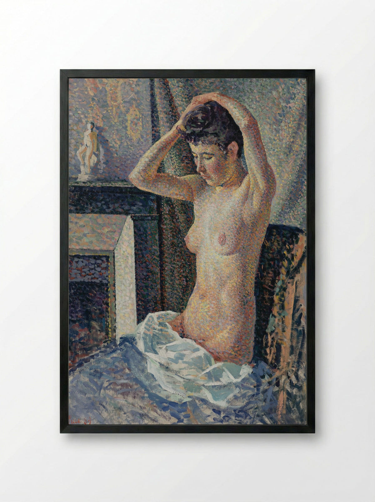 Nu Se Coiffant - Maximilien Luce - Framed Print Black