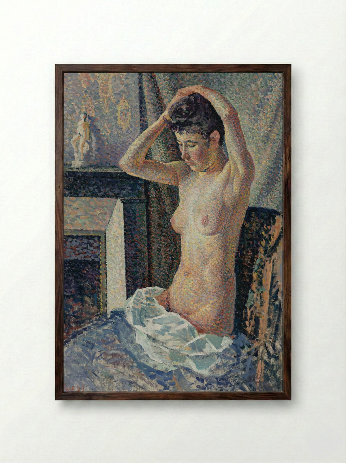 Nu Se Coiffant - Maximilien Luce - Framed Print Dark Wood