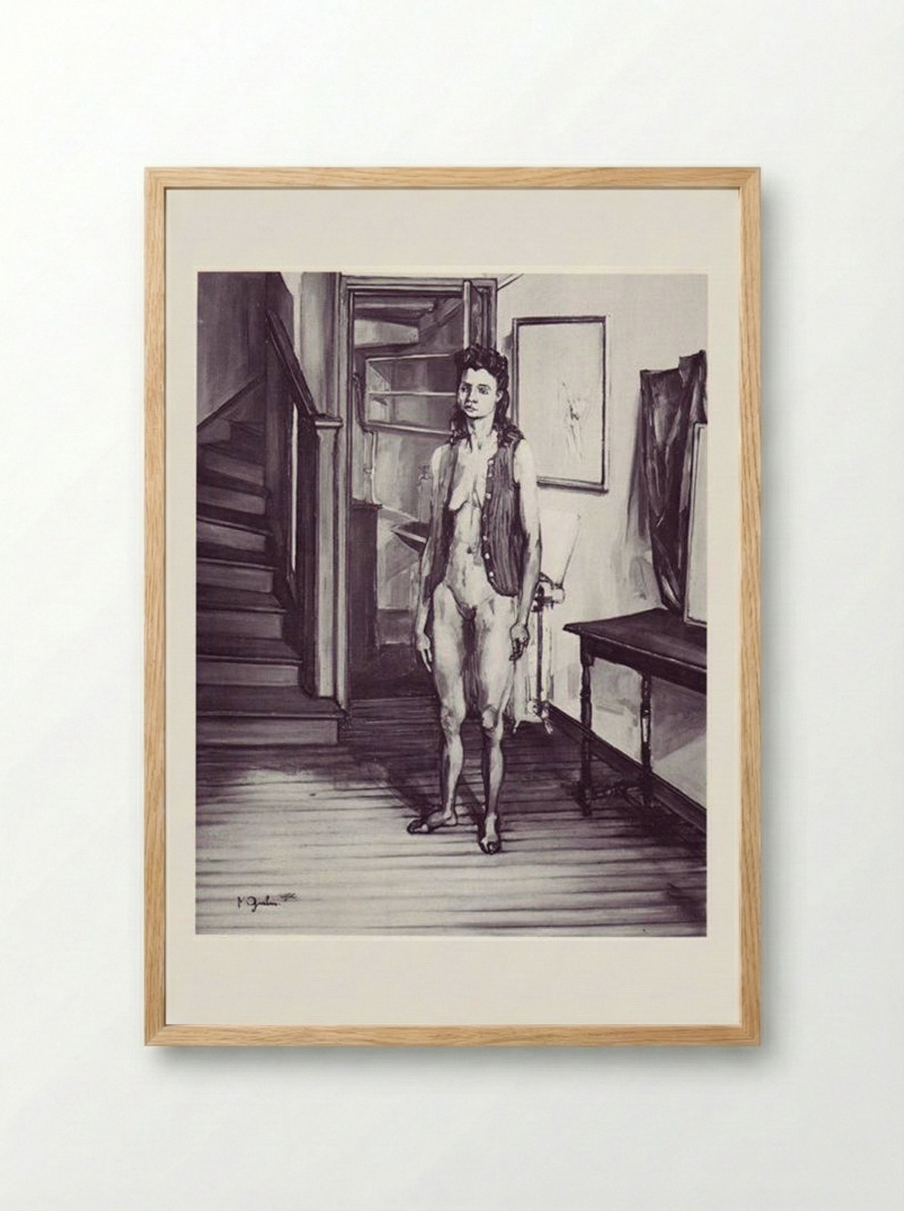 Nu au tricot rouge - Francis Gruber - Framed Print Wood