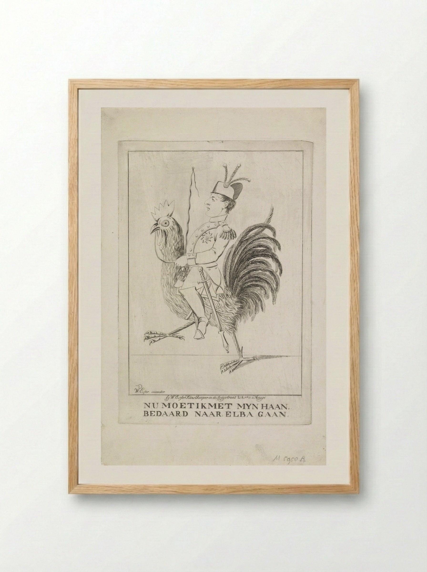 Nu moet ik met myn Haan, bedaard naar Elba gaan - Wijnand Esser - Framed Print Wood