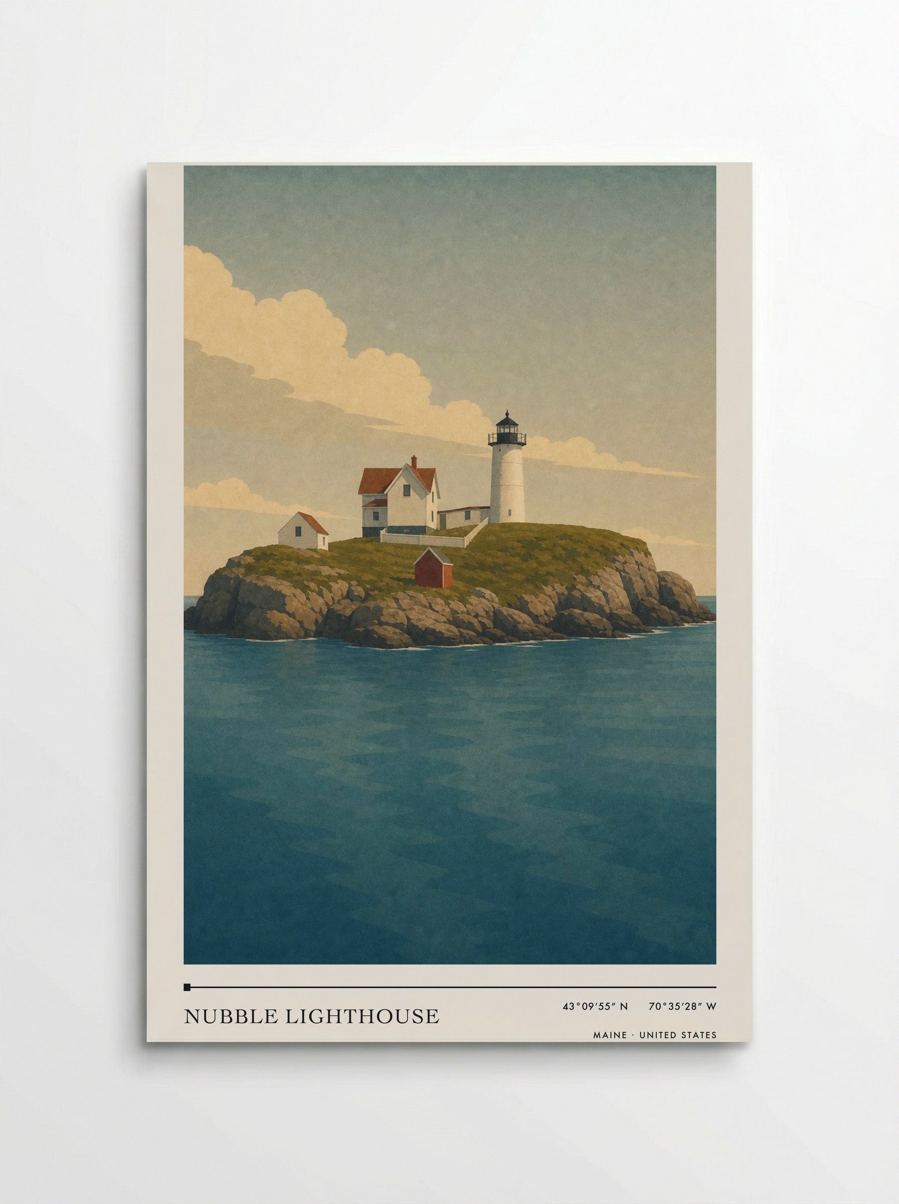 Nubble Lighthouse Travel Poster Artwork - Poster