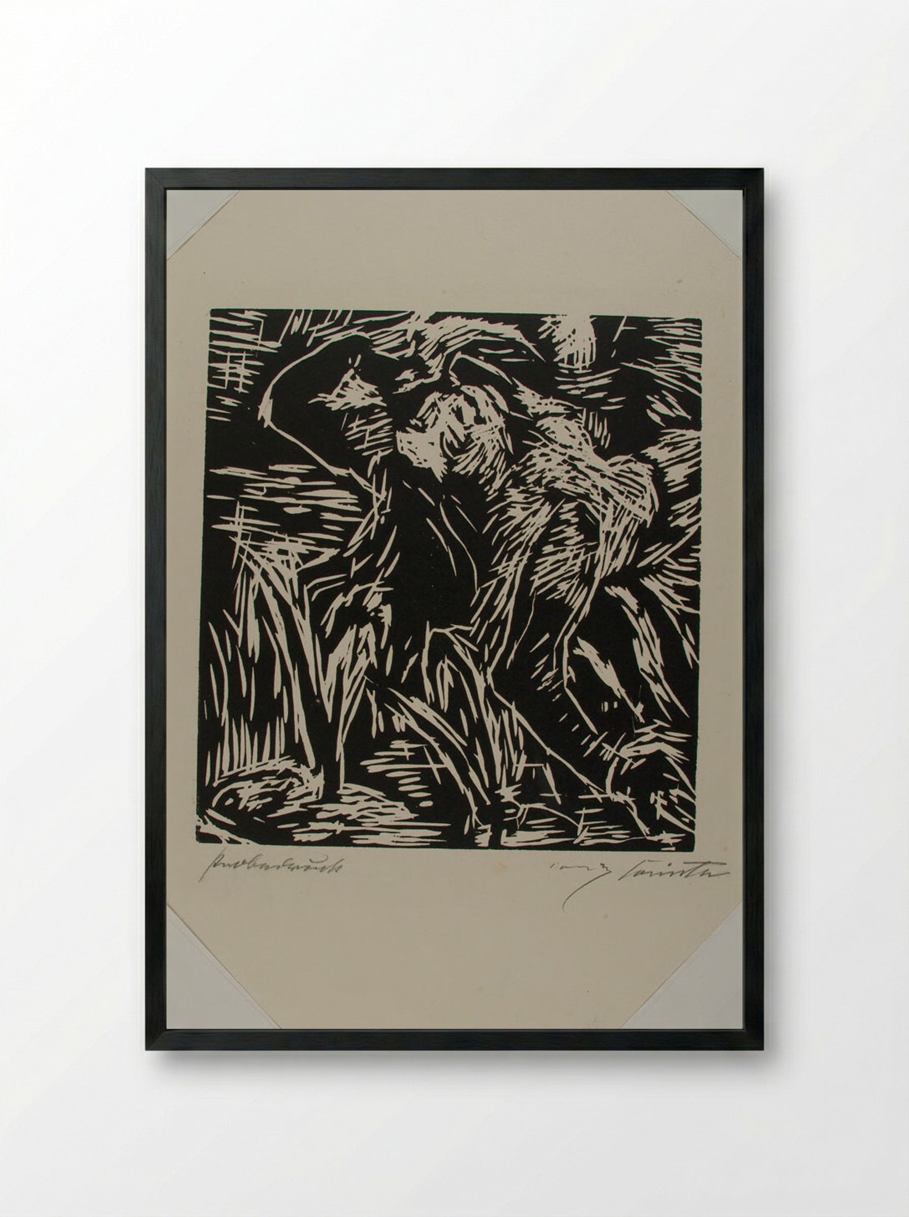 Nude Bending Backwards - Lovis Corinth - Framed Print Black