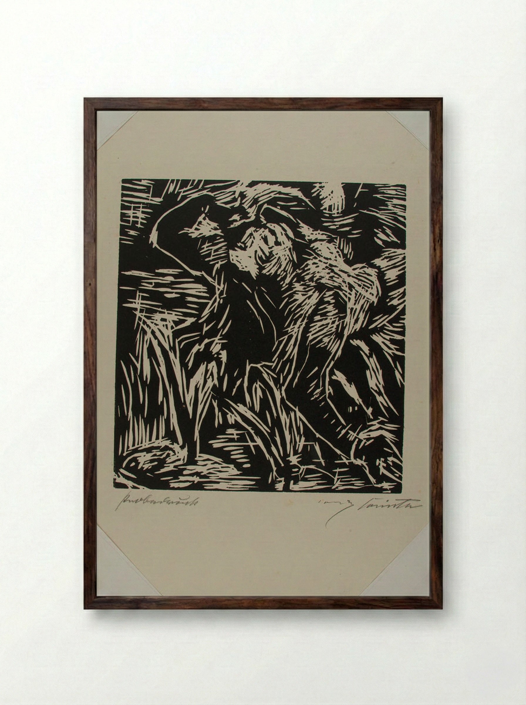 Nude Bending Backwards - Lovis Corinth - Framed Print Dark Wood