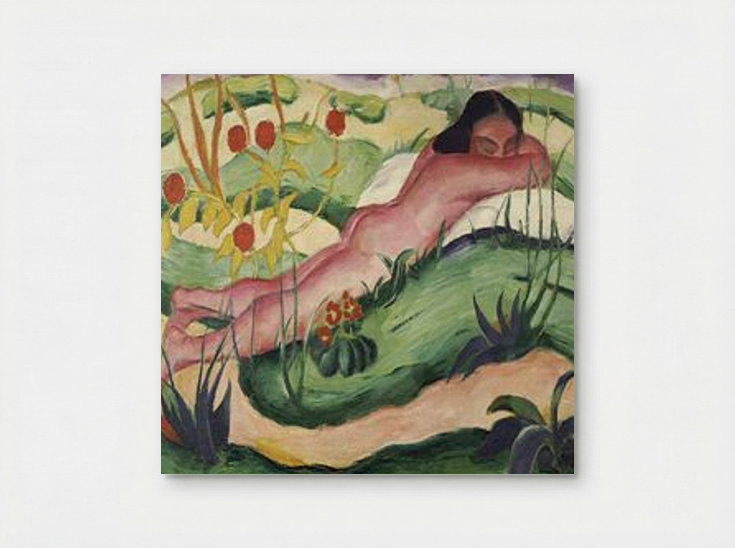 Nude Lying in the Flowers - Franz Marc - Poster