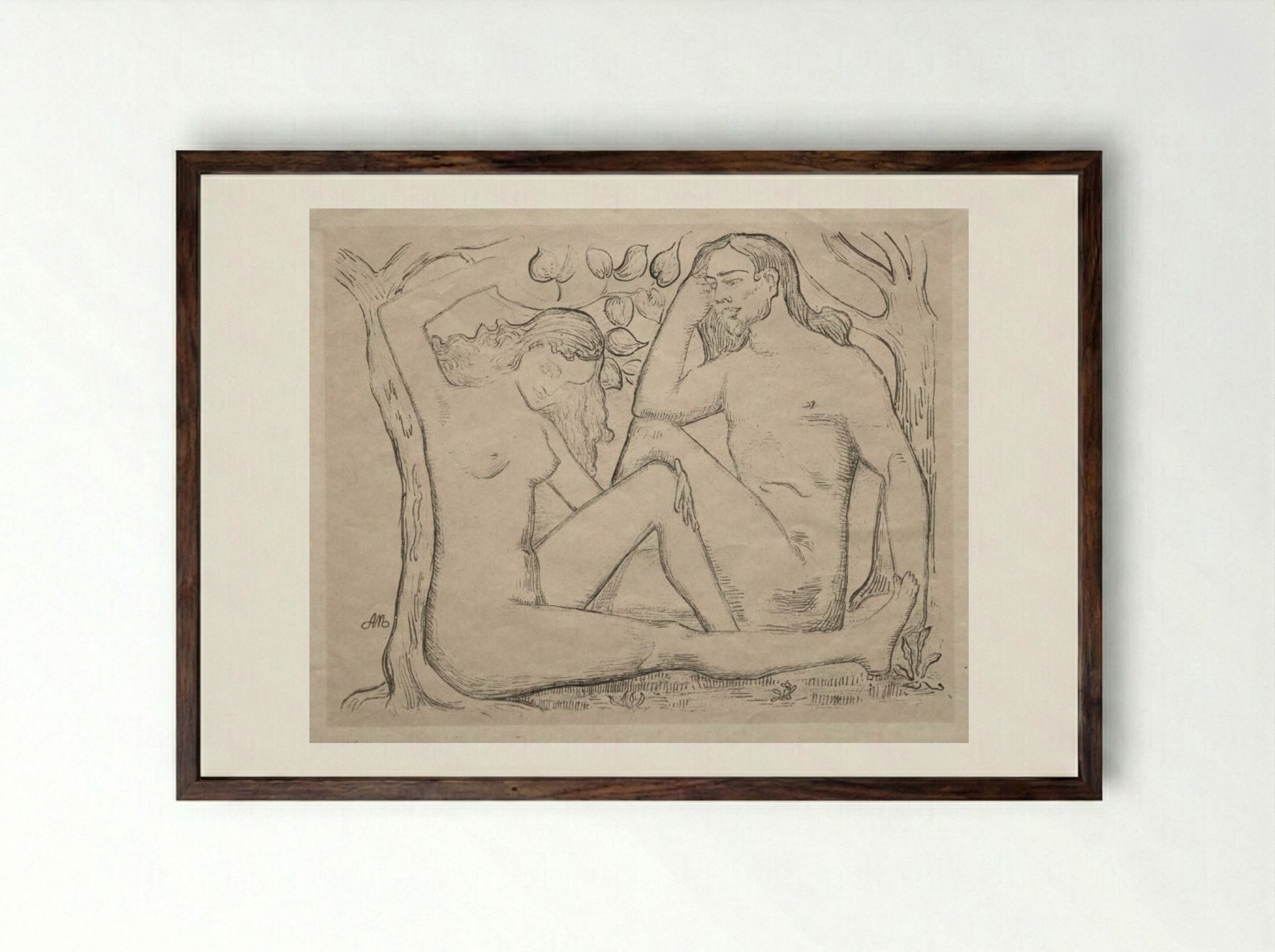 Nude Man and Woman - Aristide Maillol - Framed Print Dark Wood