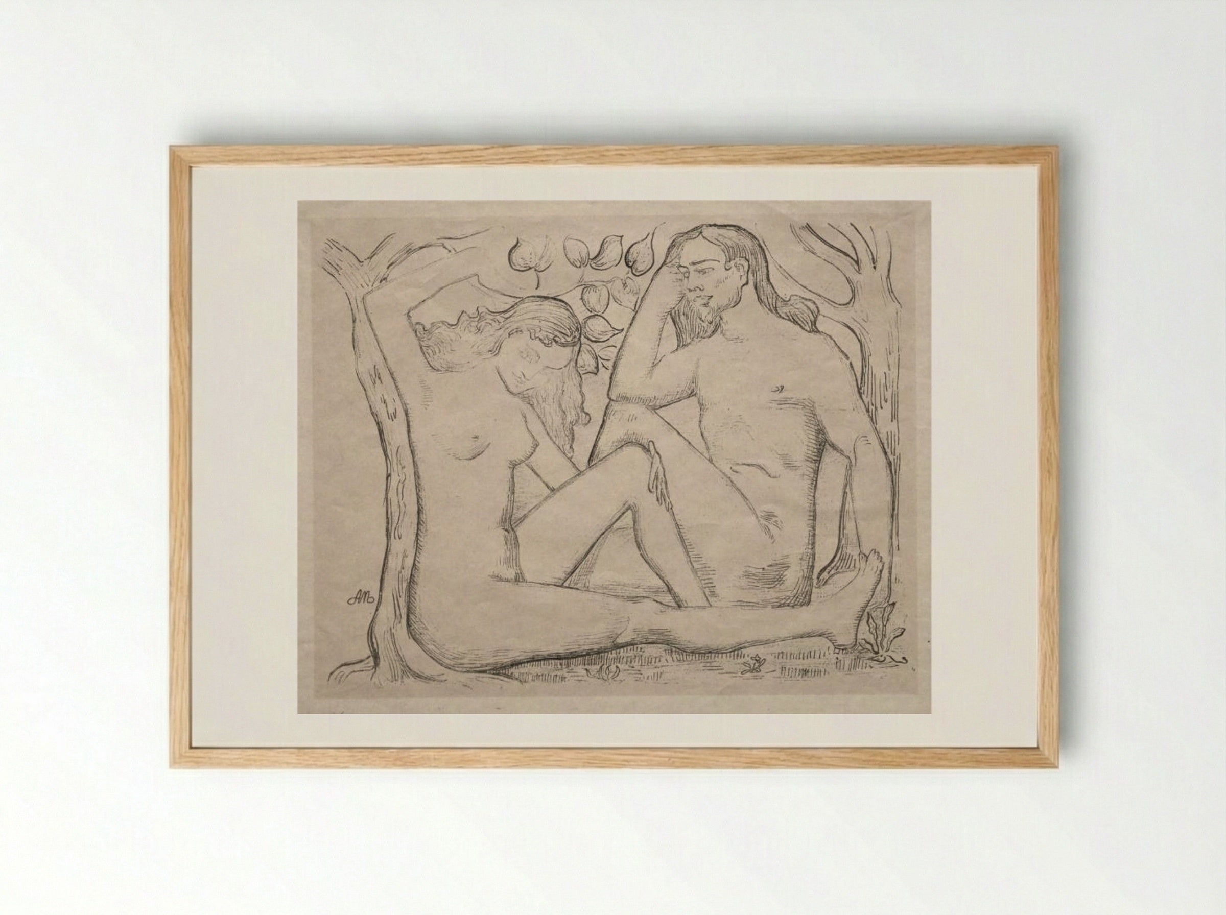 Nude Man and Woman - Aristide Maillol - Framed Print Wood