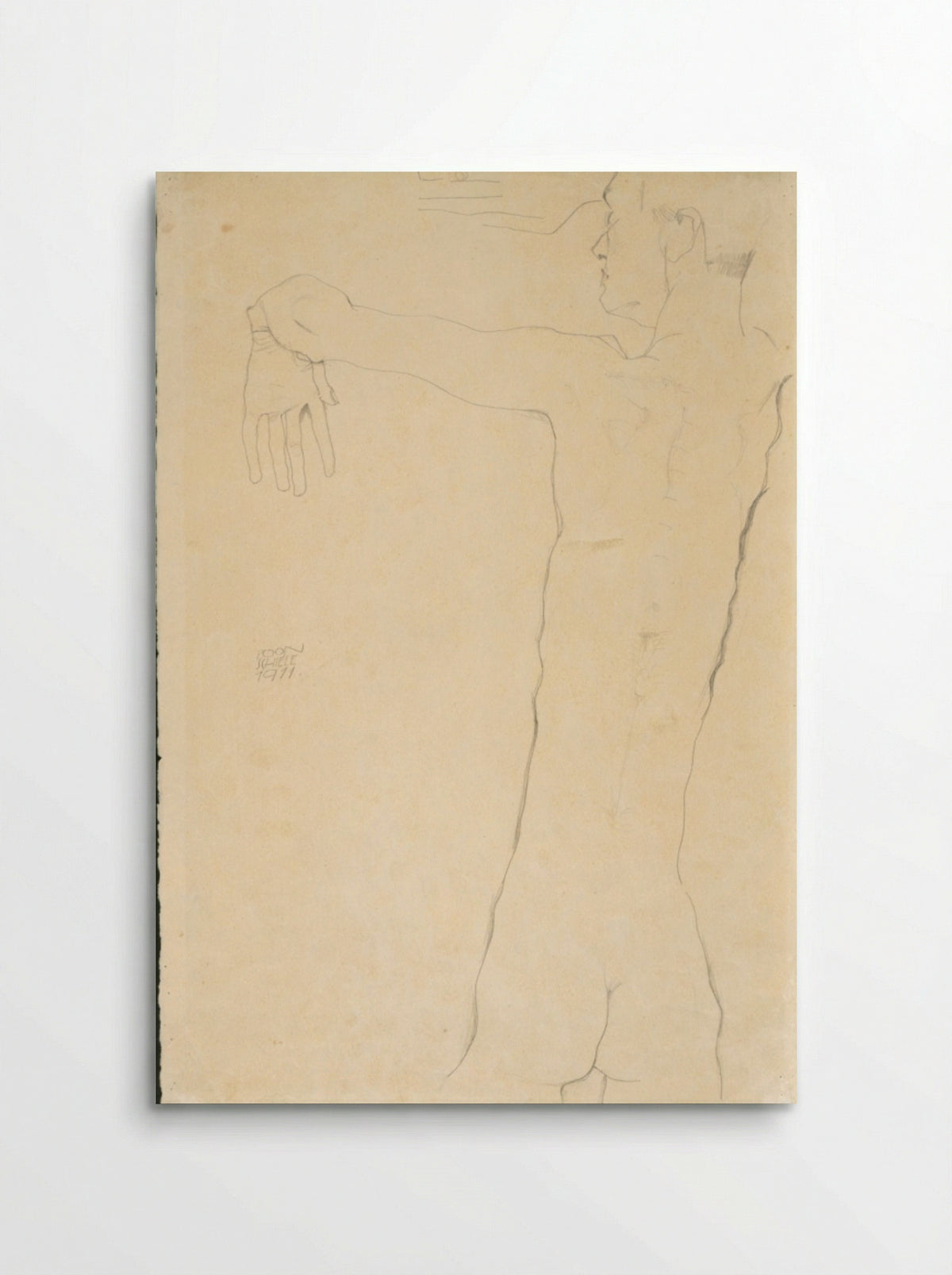 Nude Man with Raised Arms (recto) - Egon Schiele - Poster