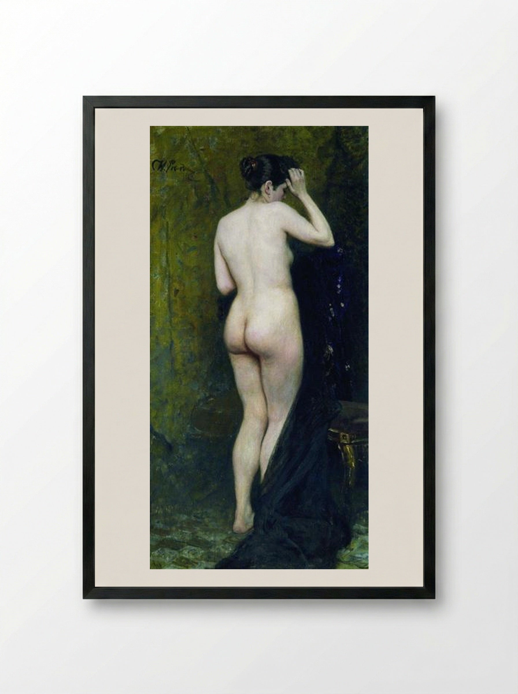 Nude Model (from behind) - Ilya Repin - Framed Print Black