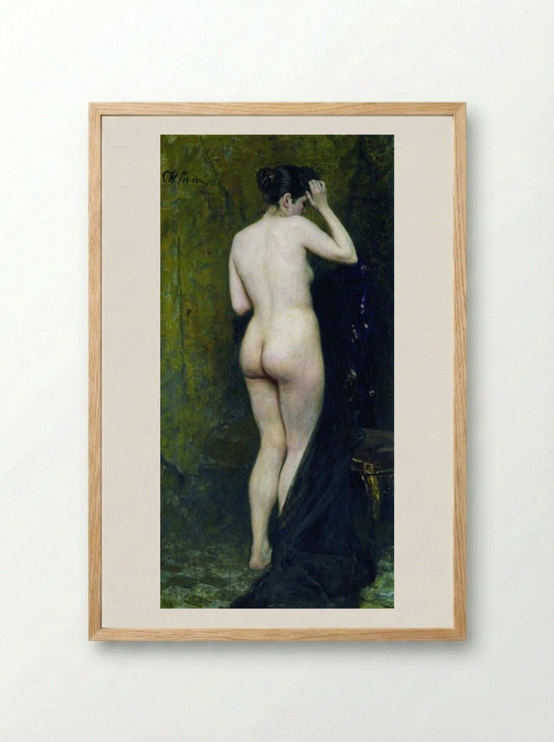 Nude Model (from behind) - Ilya Repin - Framed Print Wood