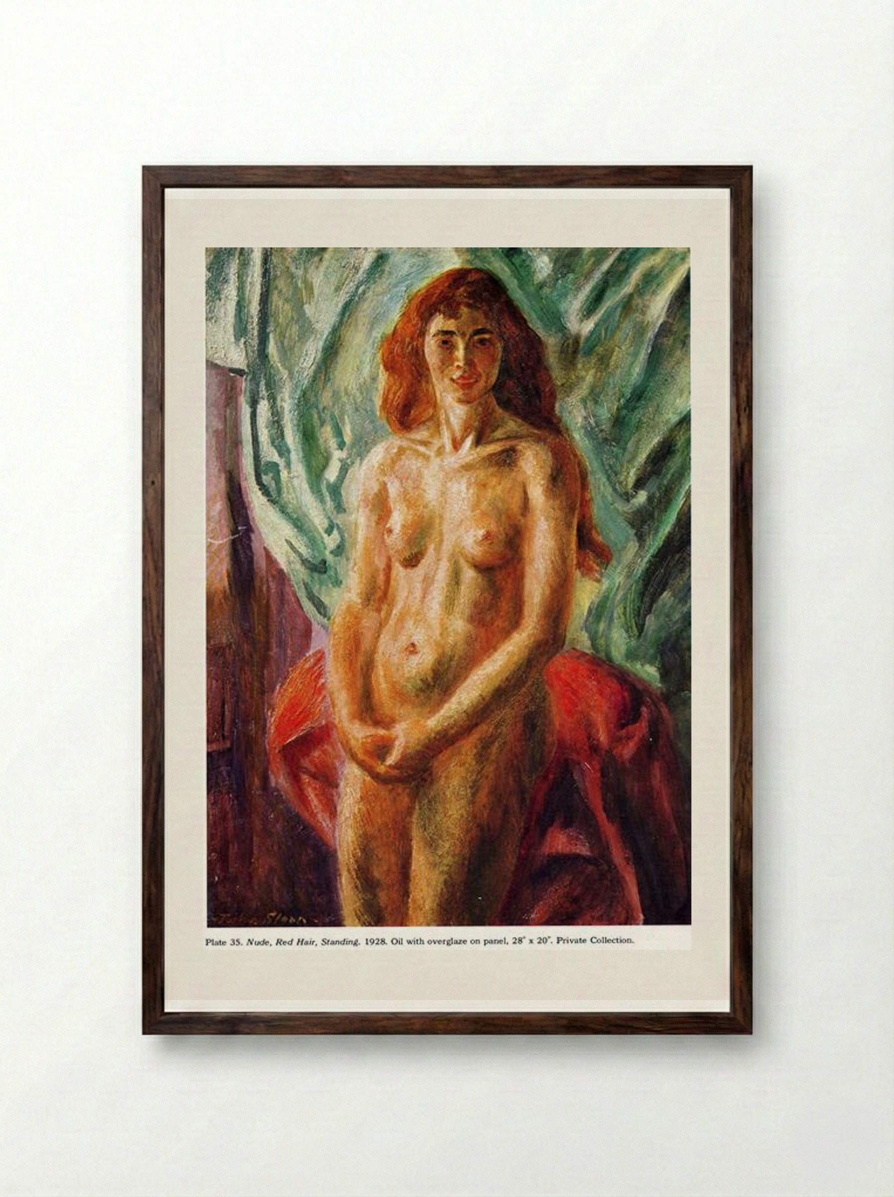 Nude, Red Hair, Standing - John French Sloan - Framed Print Dark Wood