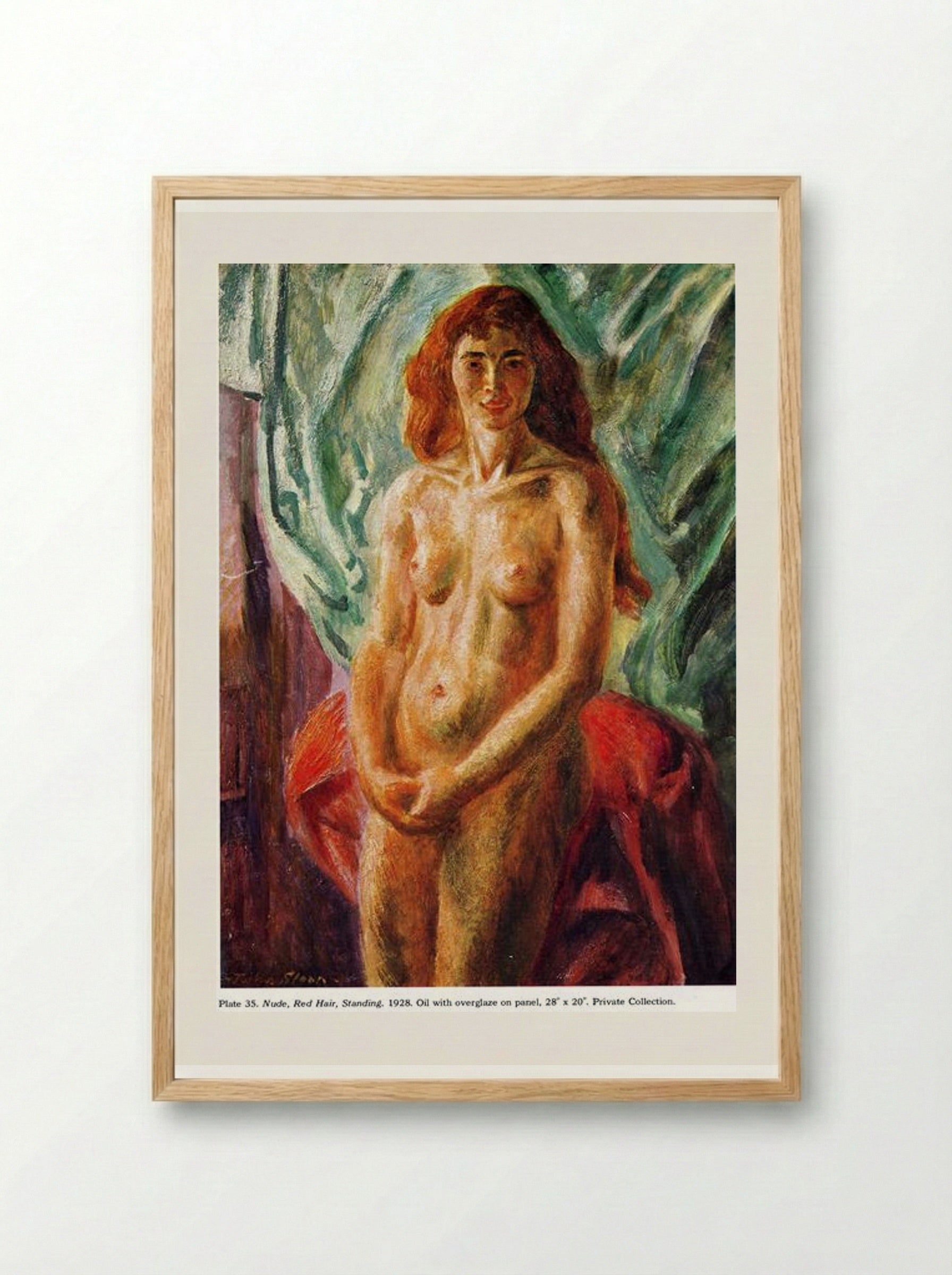 Nude, Red Hair, Standing - John French Sloan - Framed Print Wood