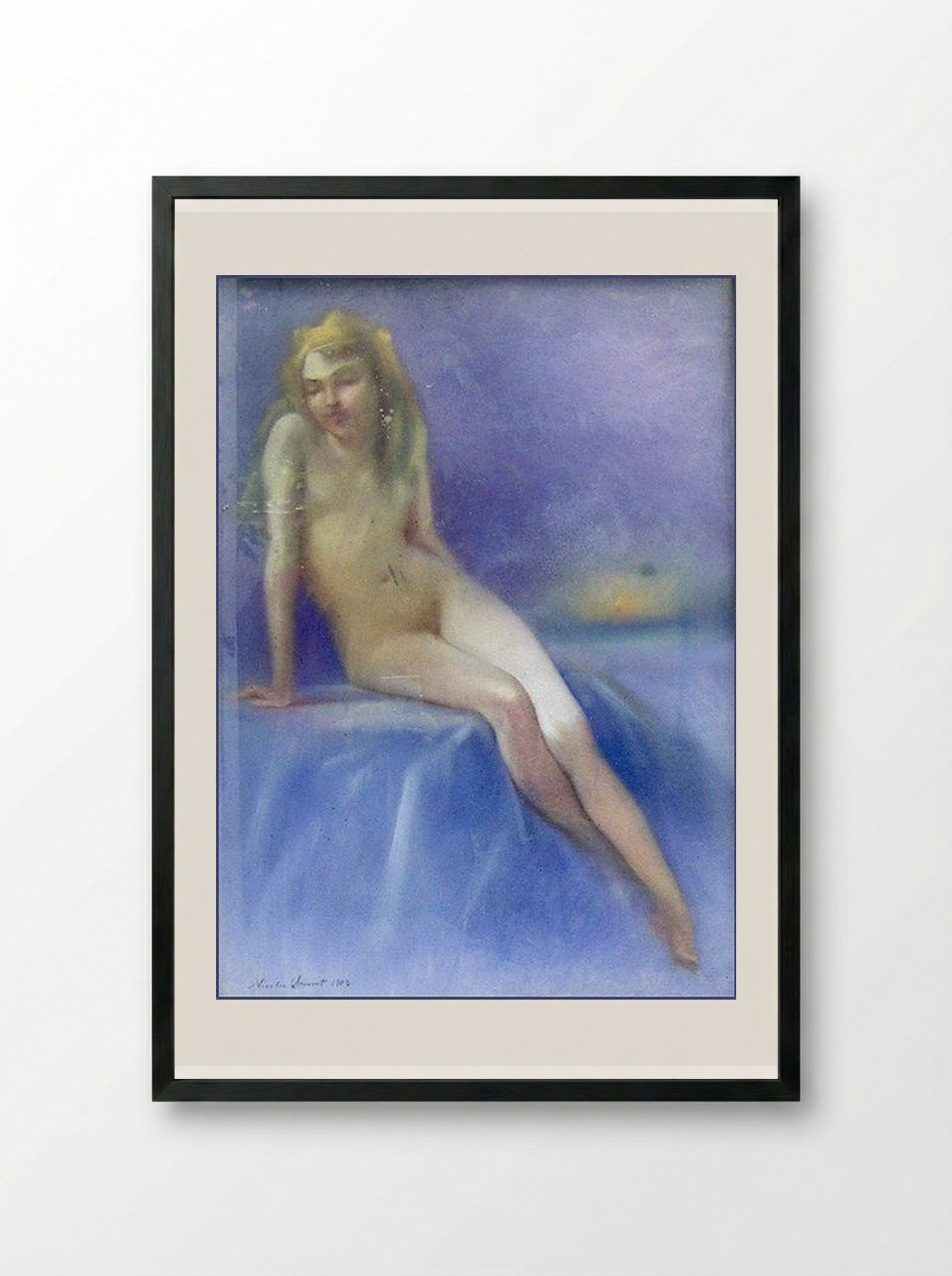 Nude Sitting - Nicolae Vermont - Framed Print Black