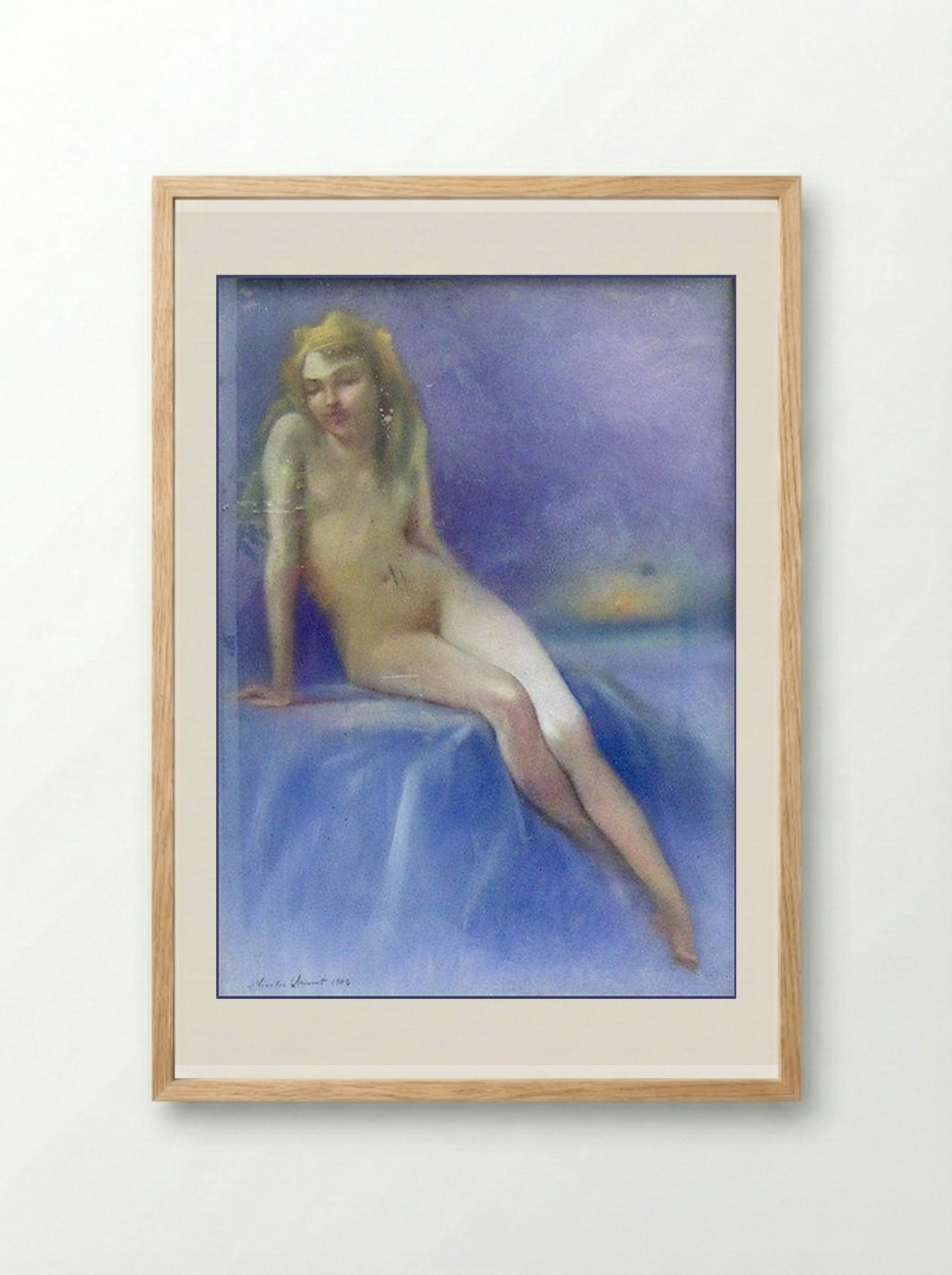 Nude Sitting - Nicolae Vermont - Framed Print Wood