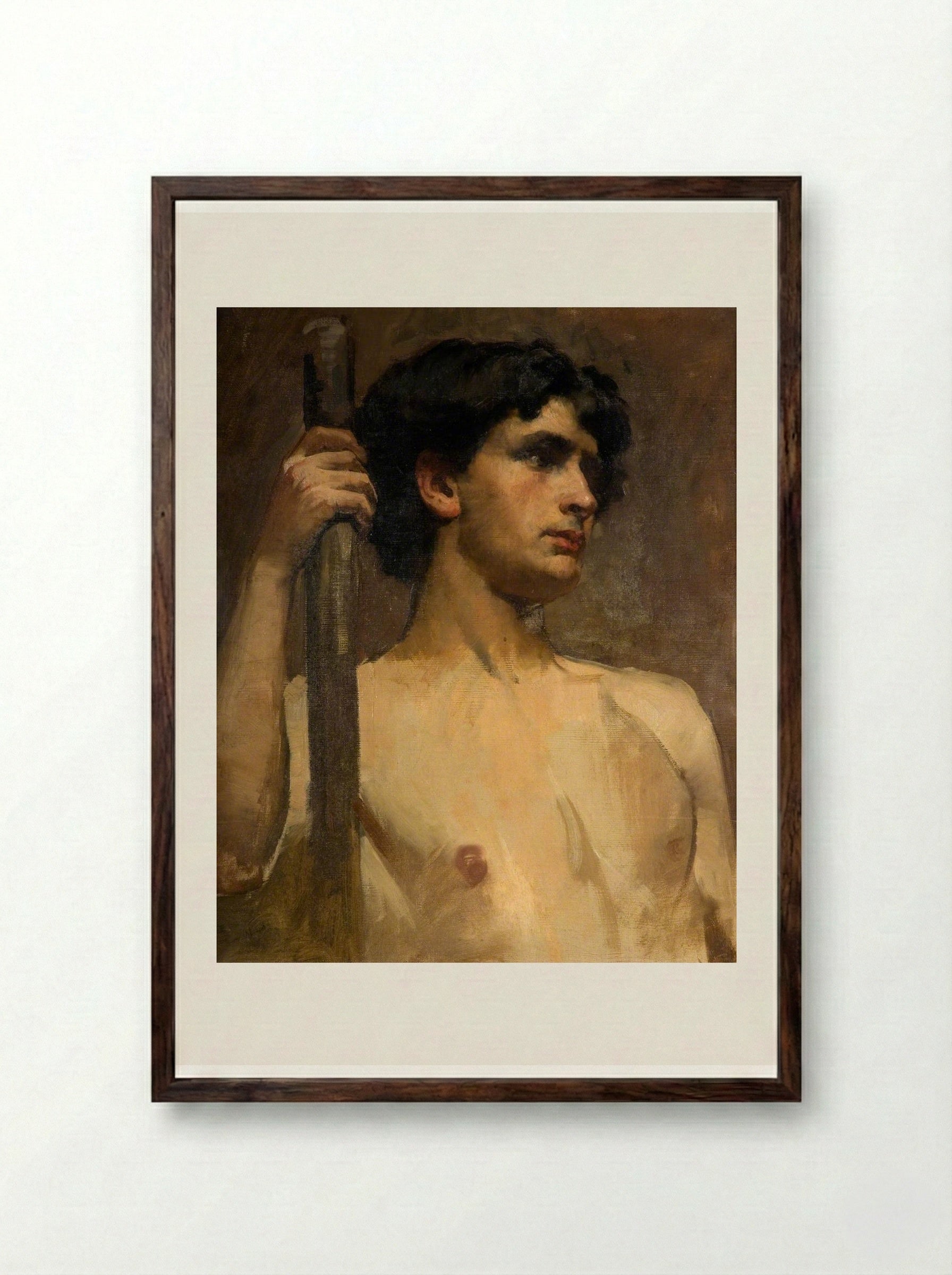 Nude Study - Henry Herbert La Thangue - Framed Print Dark Wood