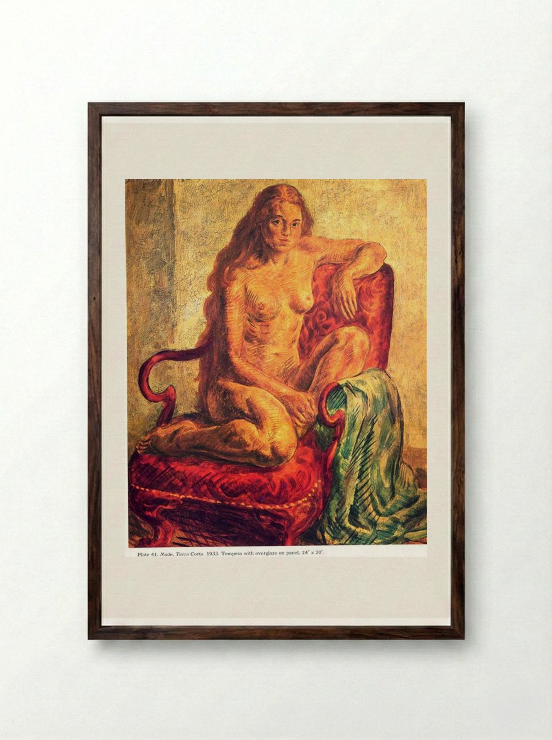 Nude, Terra Cotta - John French Sloan - Framed Print Dark Wood