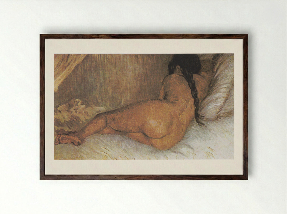 Nude Woman Reclining, Seen from the Back - Vincent van Gogh - Framed Print Dark Wood