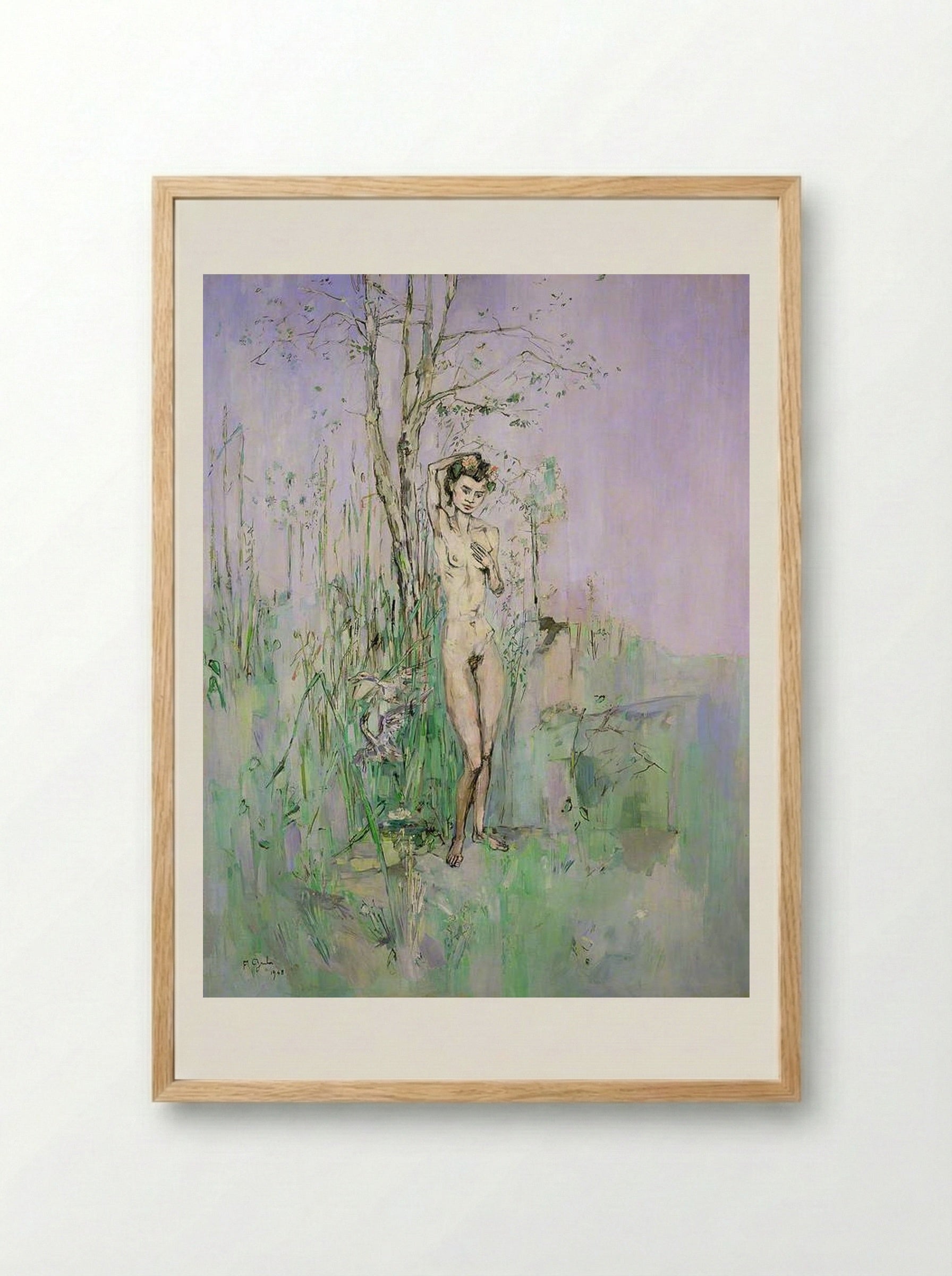 Nude Woman in Landscape - Francis Gruber - Framed Print Wood