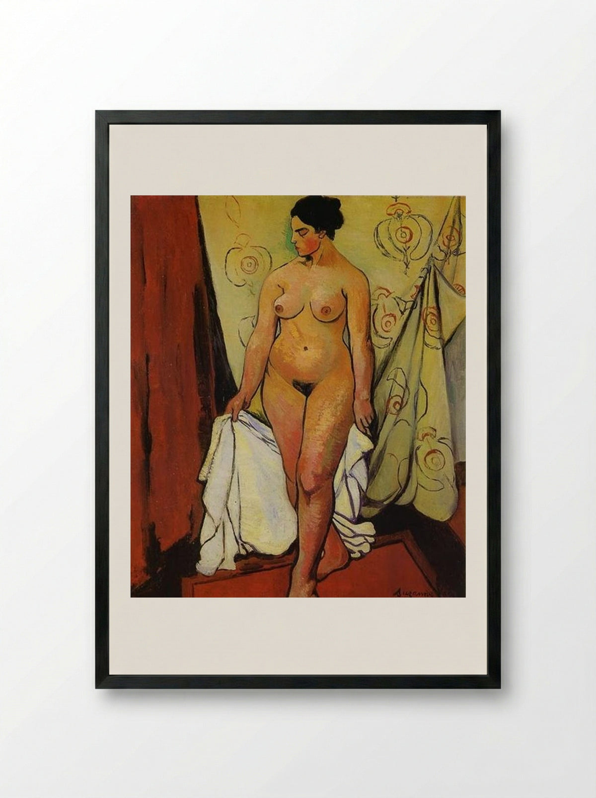 Nude Woman with Drapery - Suzanne Valadon - Framed Print Black