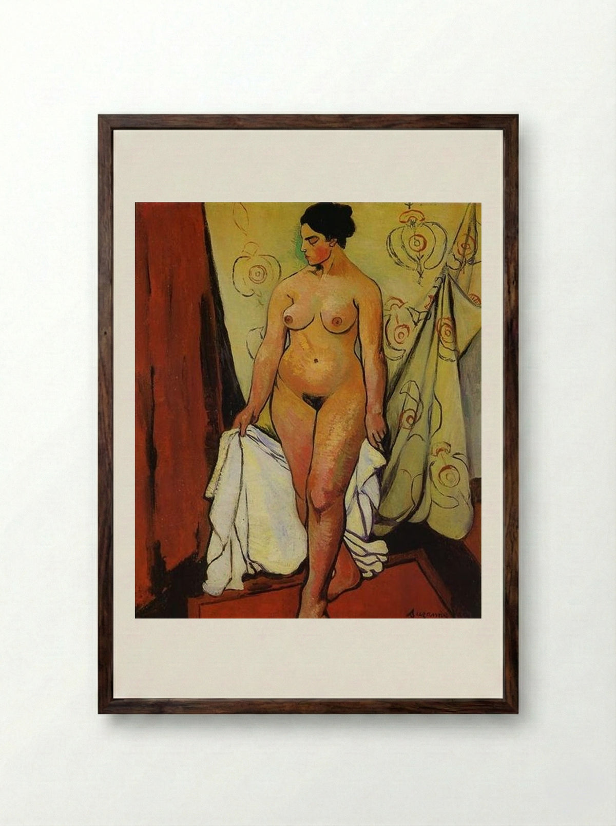 Nude Woman with Drapery - Suzanne Valadon - Framed Print Dark Wood