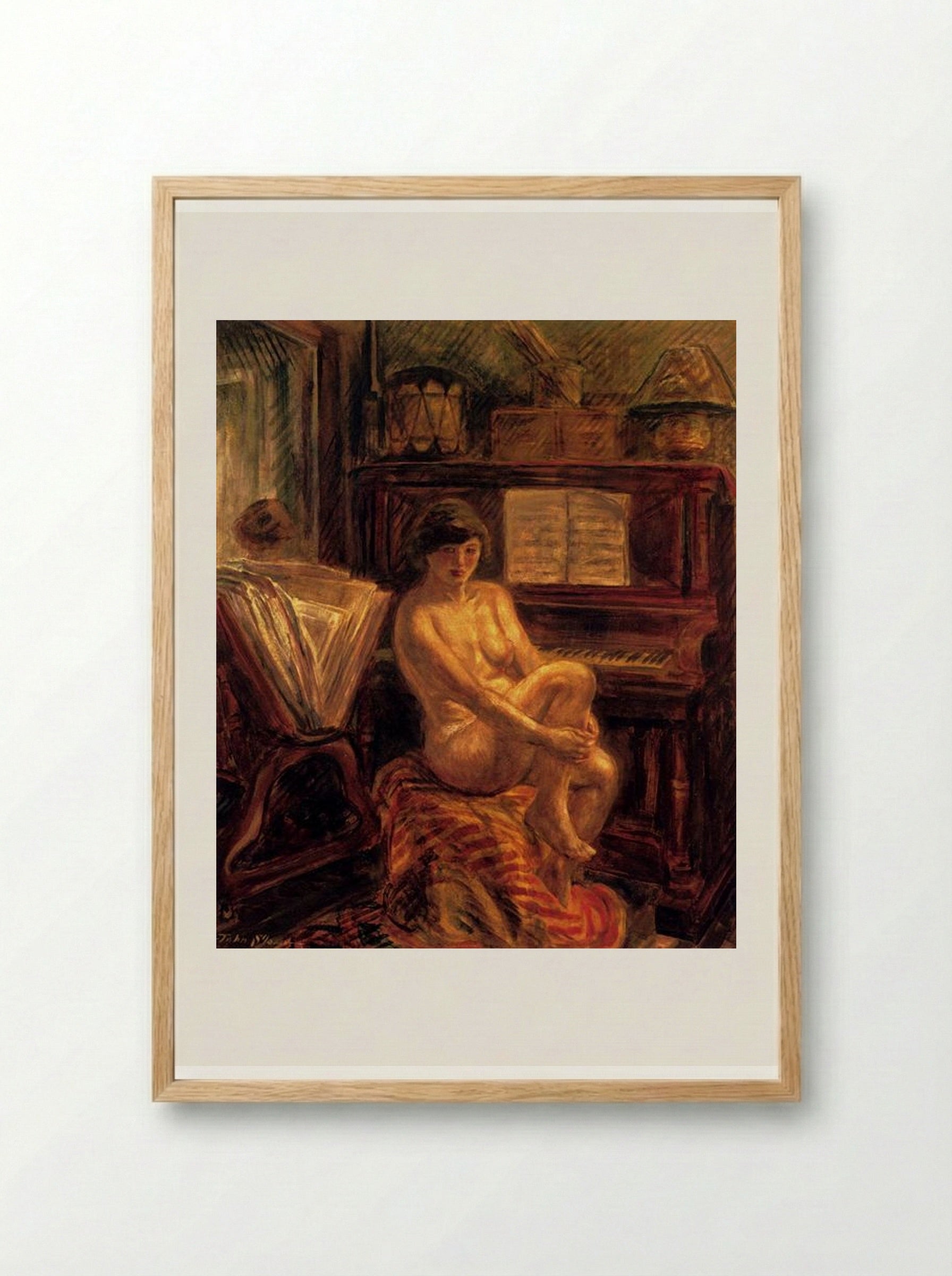 Nude at Piano - John French Sloan - Framed Print Wood