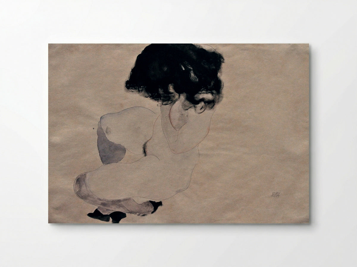 Nude in Black Stockings - Egon Schiele - Poster
