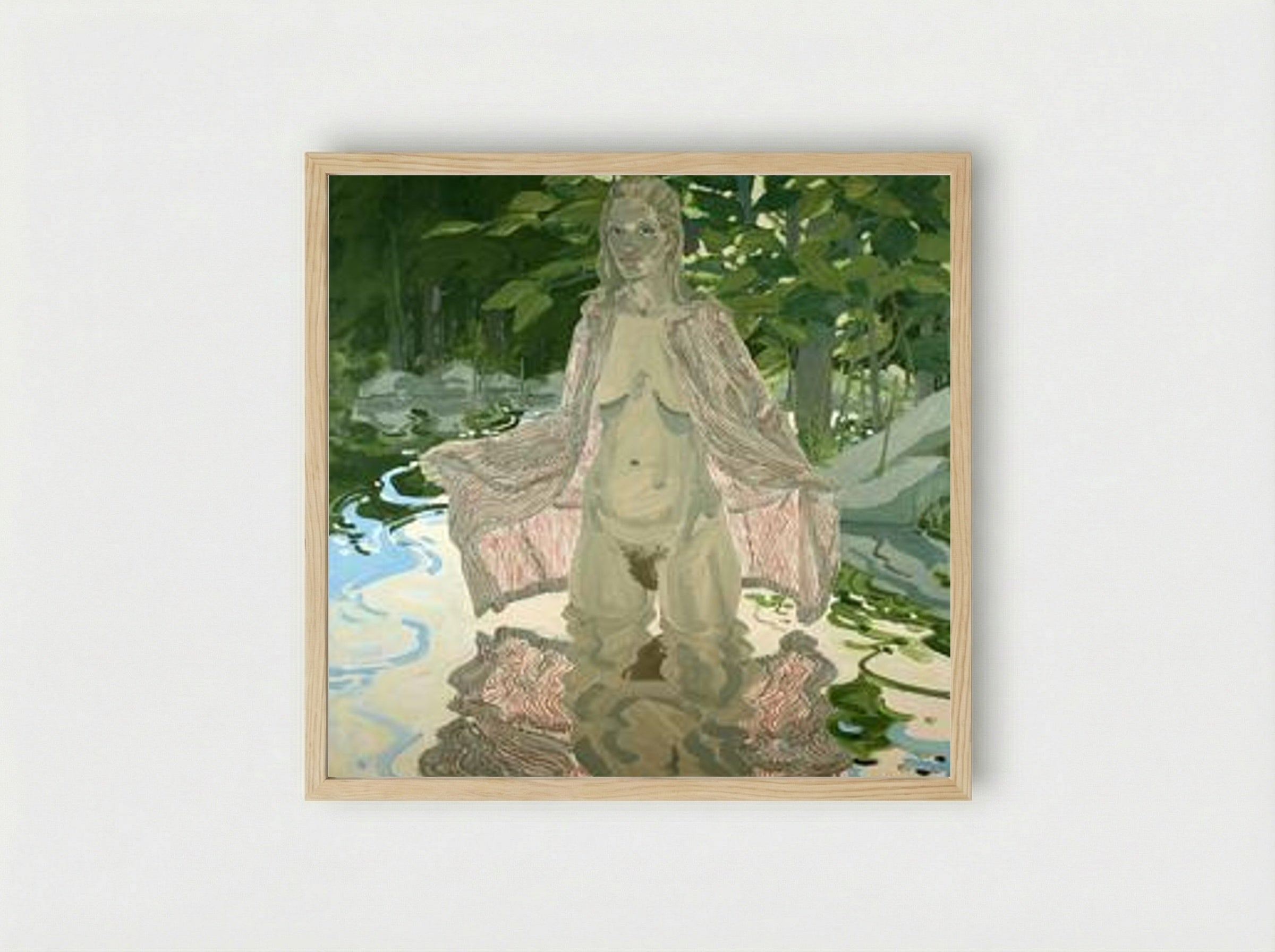 Nude in Striped Robe #2 - Neil Welliver - Framed Print Wood