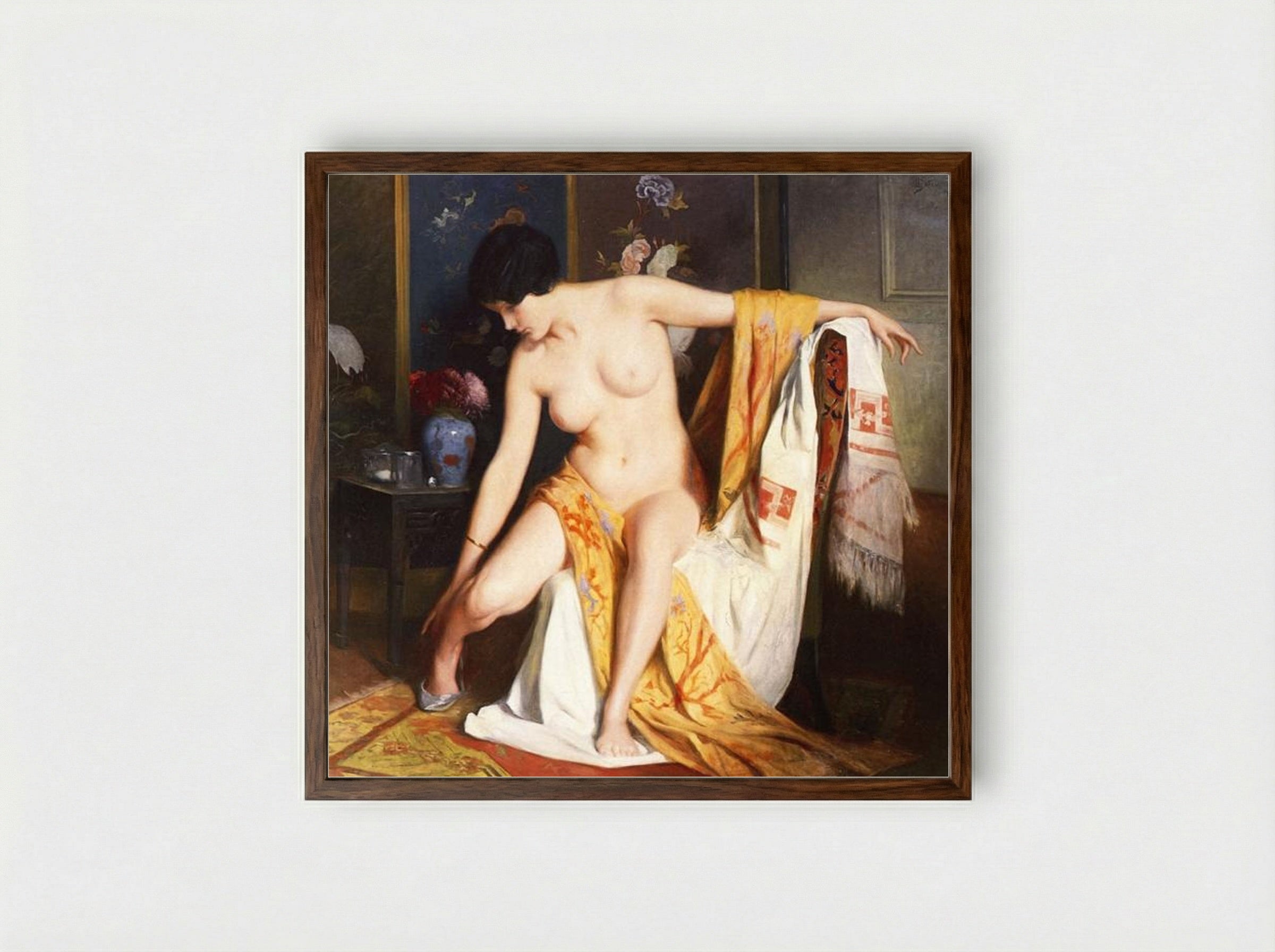 Nude in an Interior - Julius LeBlanc Stewart - Framed Print Dark Wood