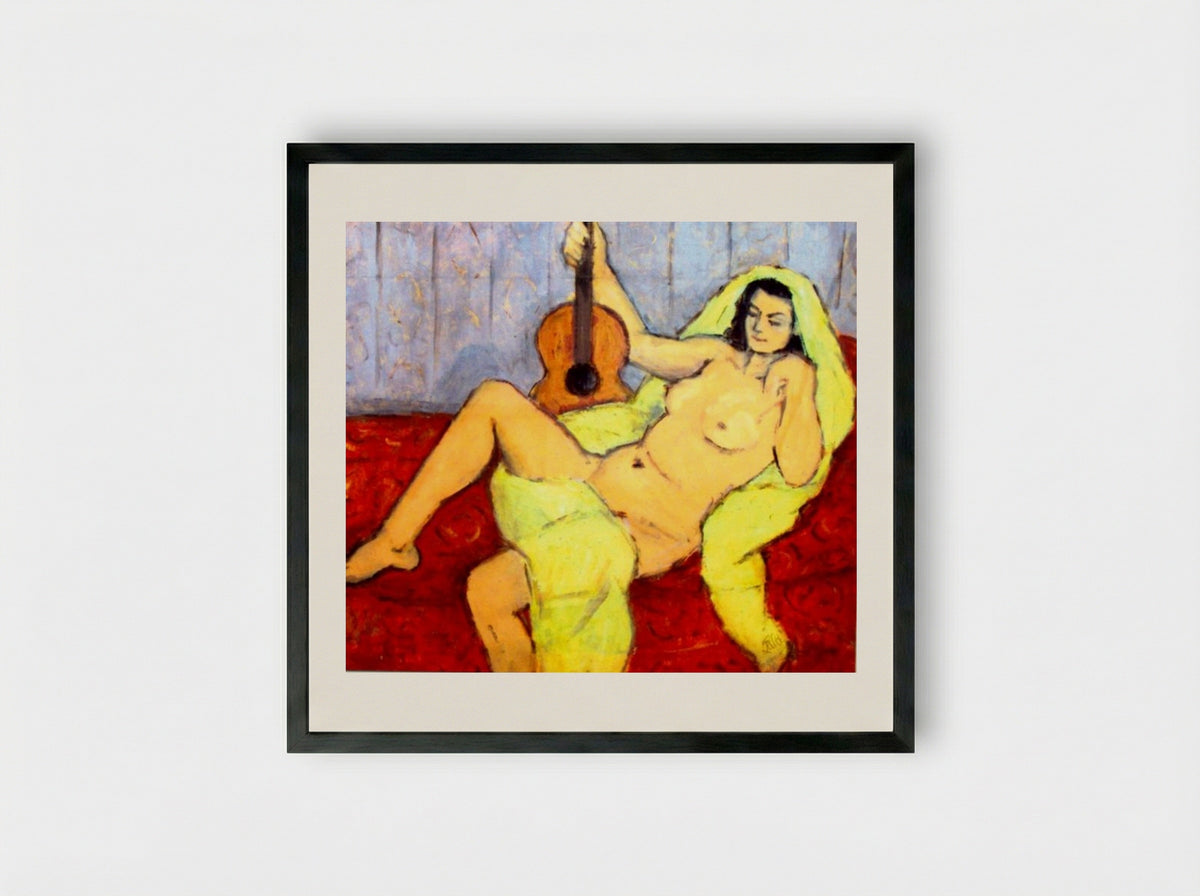 Nude with Guitar - Theodor Pallady - Framed Print Black