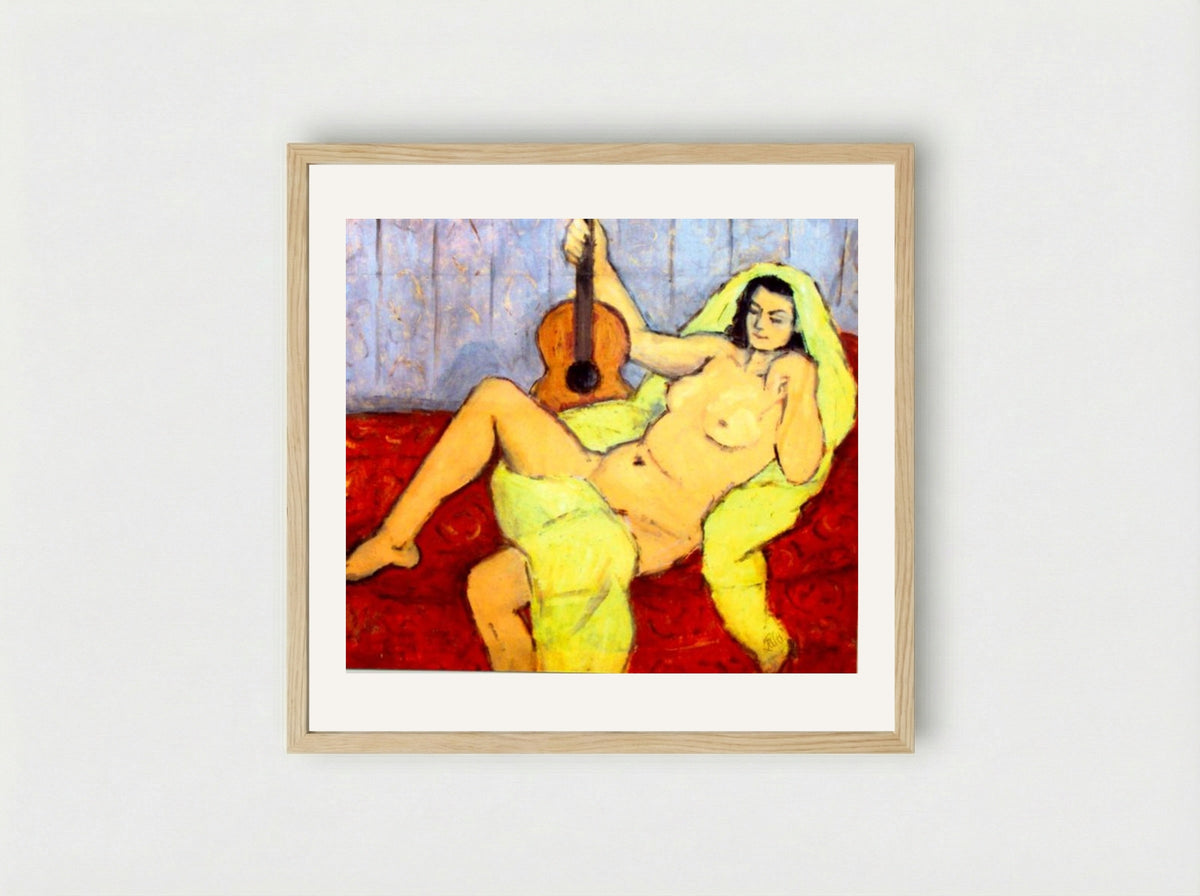Nude with Guitar - Theodor Pallady - Framed Print Wood